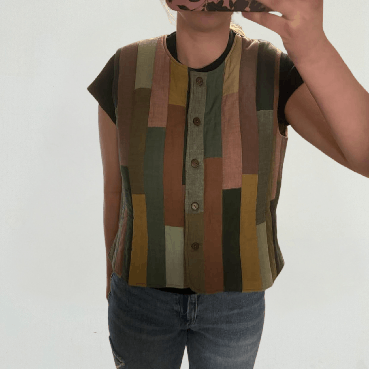 Handmade Vintage Inspired Organic Patchwork Vest Size L / US 10 / IT 46 - 3 Thumbnail