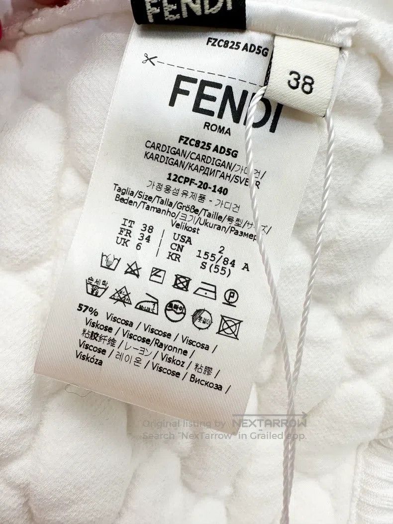 Fendi White Diamond Pattern Printed Oversized Knit Jacket