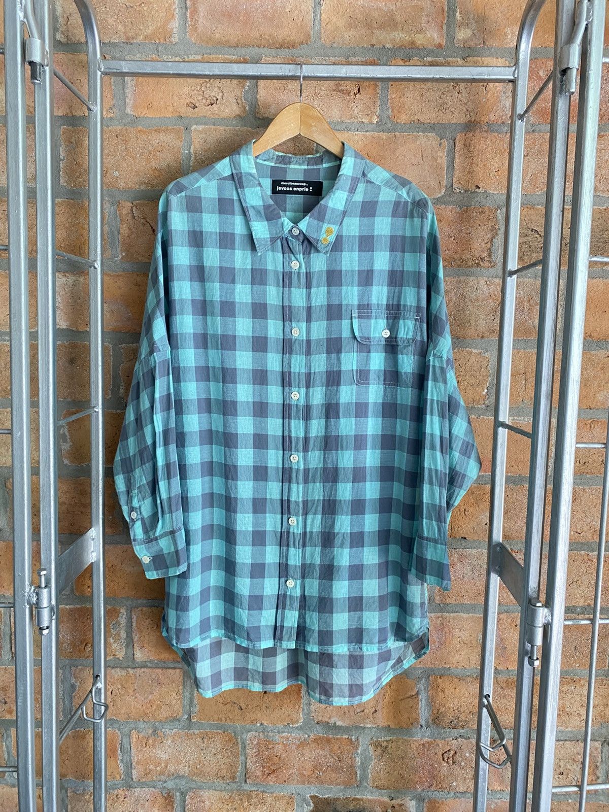 mercibeaucoup mercibeaucoup, jevous enprie Mint Checkered Button-Up Shirt Size XS / US 0-2 / IT 36-38 - 22 Thumbnail