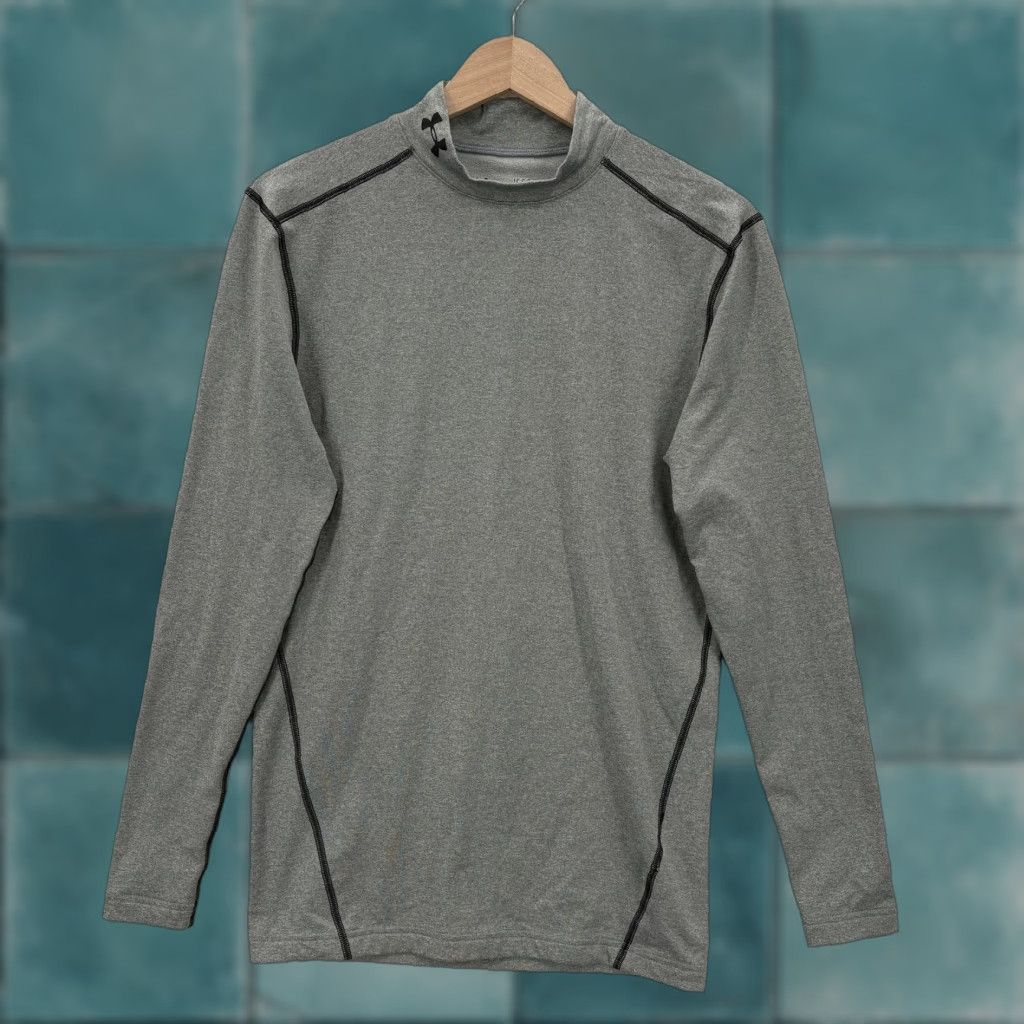 Under Armour Under Armour ColdGear Shirt Mens L Gray Mock Neck Thermal Gym Compression Long Sleeve Molded for Running & Gym Size US L / EU 52-54 / 3 - 1 Thumbnail
