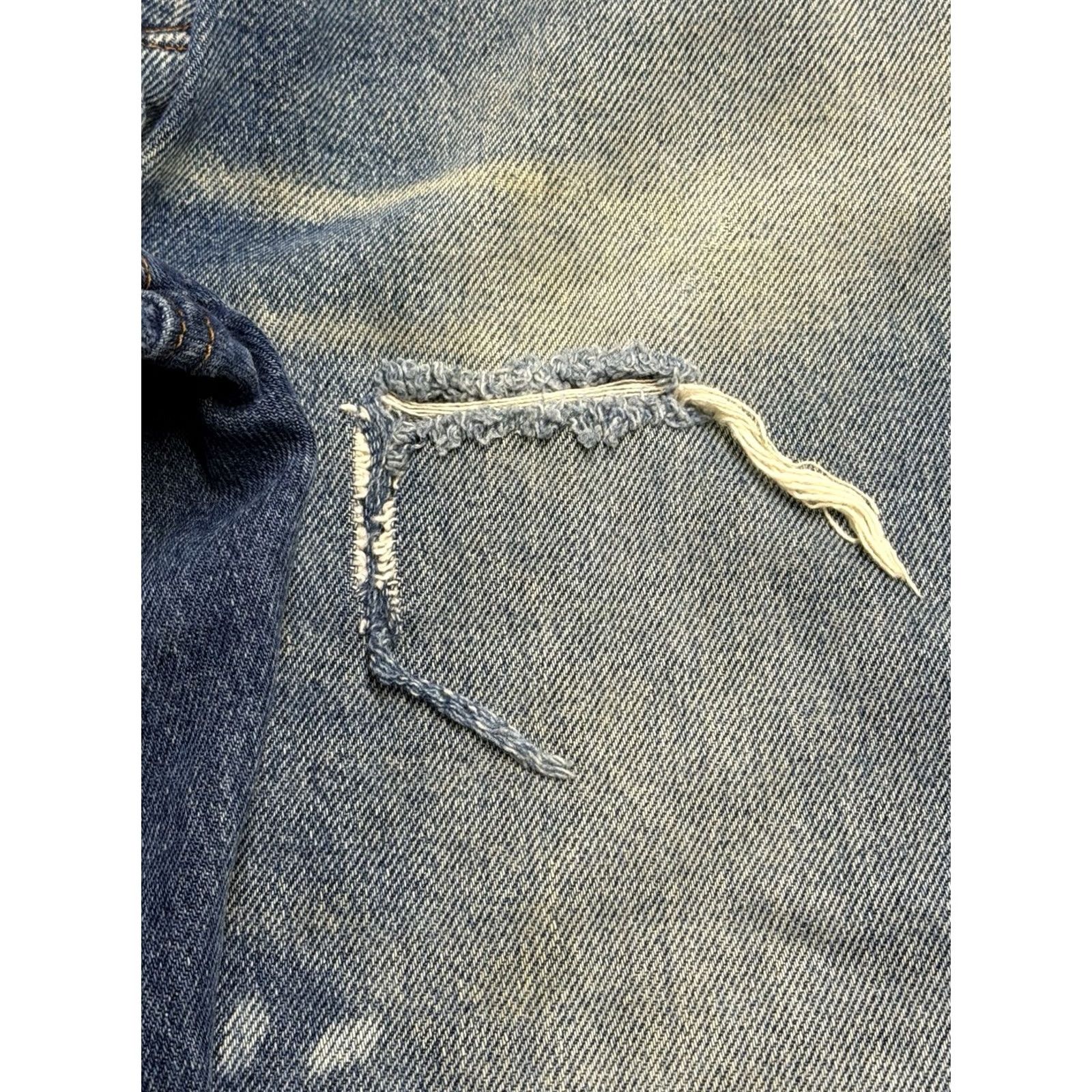 Denime Vintage Rustler Jeans Mens 34x33 Blue Denim 5-Pocket Zipper Button Straight Regular Casual USA 80s 90s Cowboy Mens Size US 34 / EU 50 - 6 Thumbnail