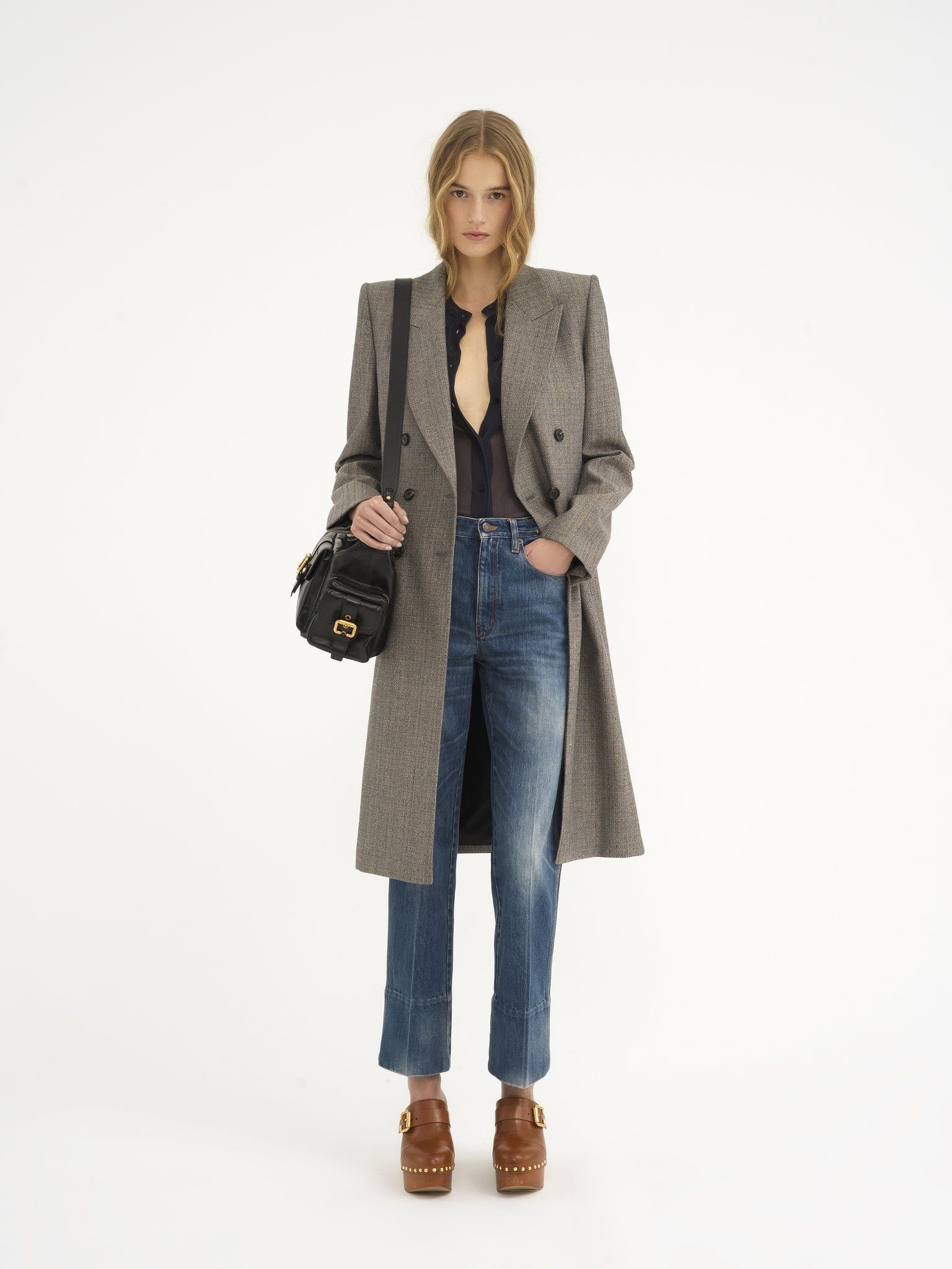 Chloe o1loc1c11025 Tailored Coat in Black & White Size M / US 6-8 / IT 42-44 - 2 Thumbnail
