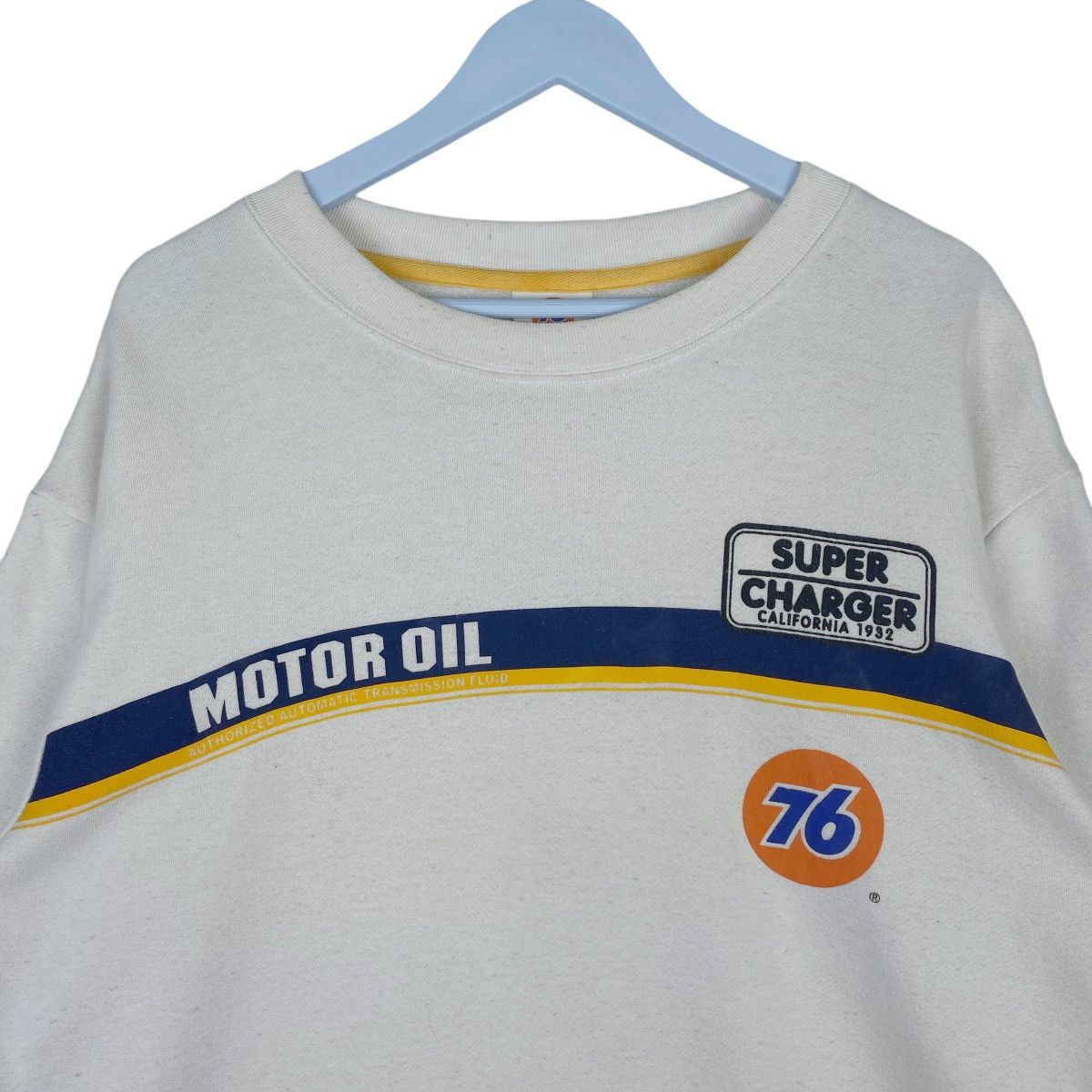 Designer × Vintage 76 Lubricants Sweatshirt White Crewneck Pullover Jumper Size US XL / EU 56 / 4 - 3 Thumbnail
