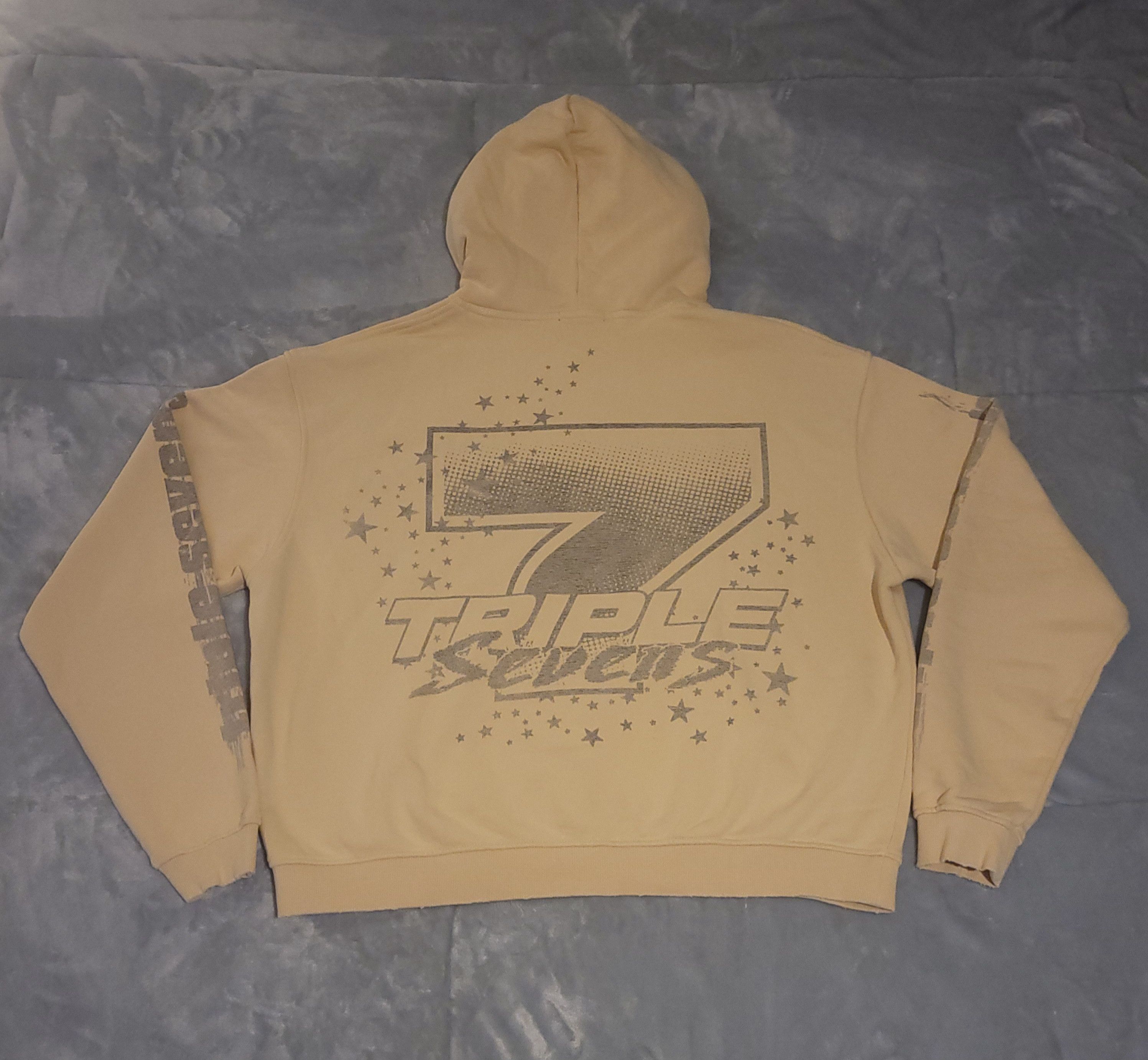 TRIPLE SEVENS Triple Sevens -Beige Hoodie-Mens Oversized Med (Fits L) BNWT Size US M / EU 48-50 / 2 - 19 Thumbnail