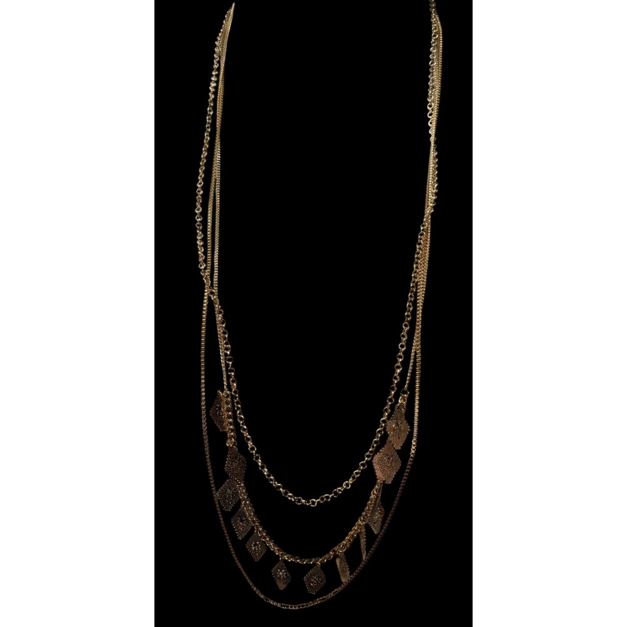Other Bohemian Layered Gold-Tone Necklace With Intricate Filigree Size ONE SIZE - 4 Thumbnail