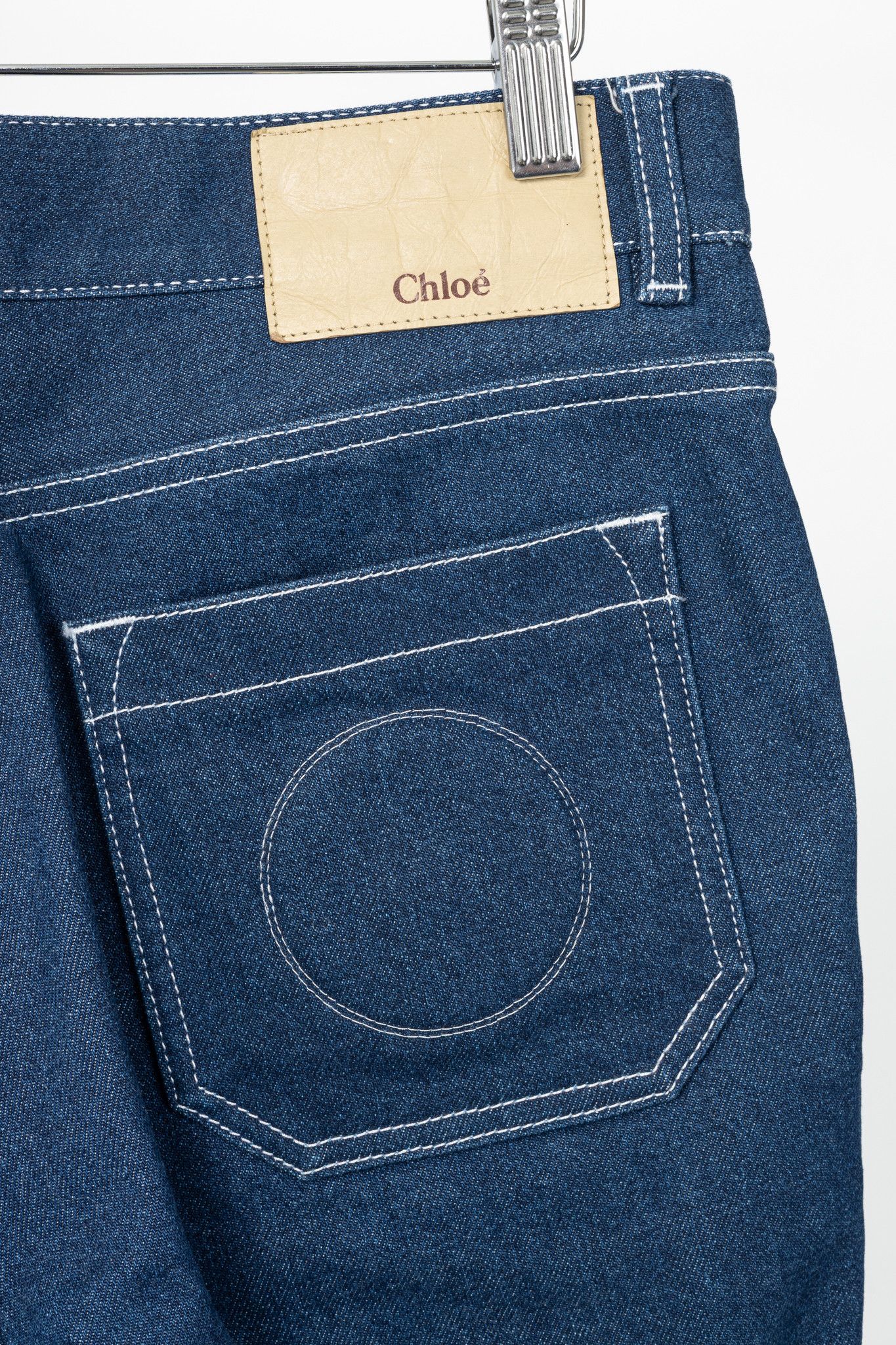 Chloe Chloe SS18 Runway Cotton Denim Cropped Circle-Stitch Jeans Size 28" / US 6 / IT 42 - 7 Thumbnail
