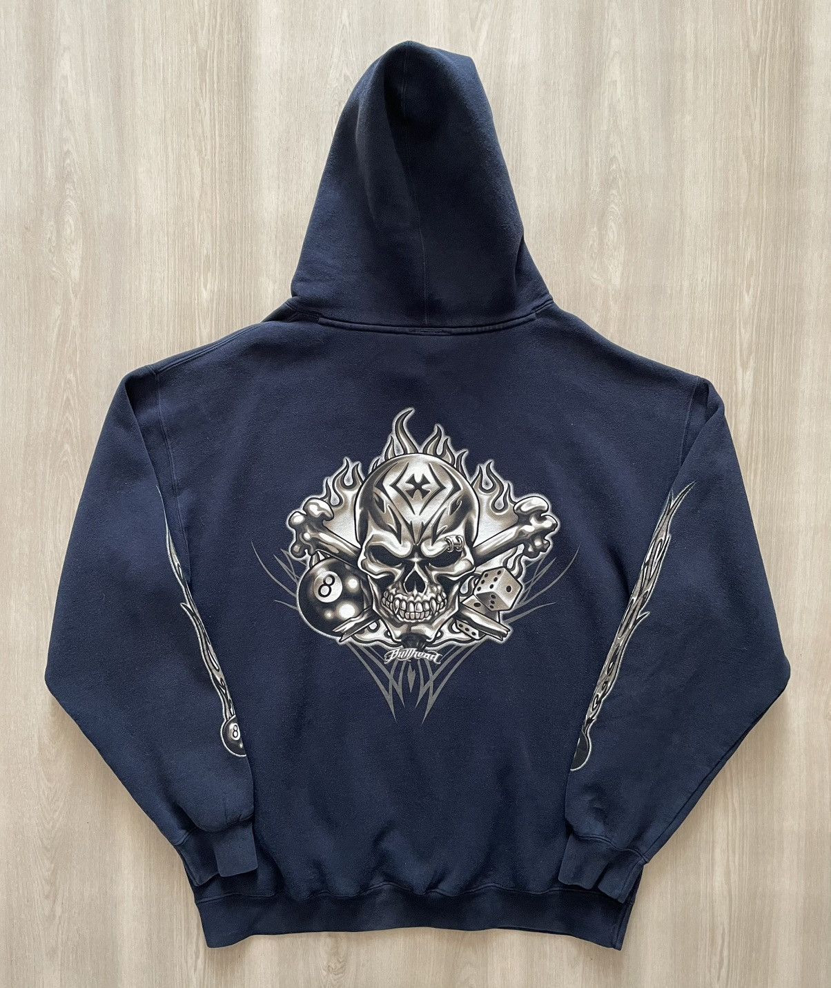 Vintage Vintage Y2K Bullhead Skull Flame Eight Ball Hoodie Sz Large Size US L / EU 52-54 / 3 - 2 Thumbnail