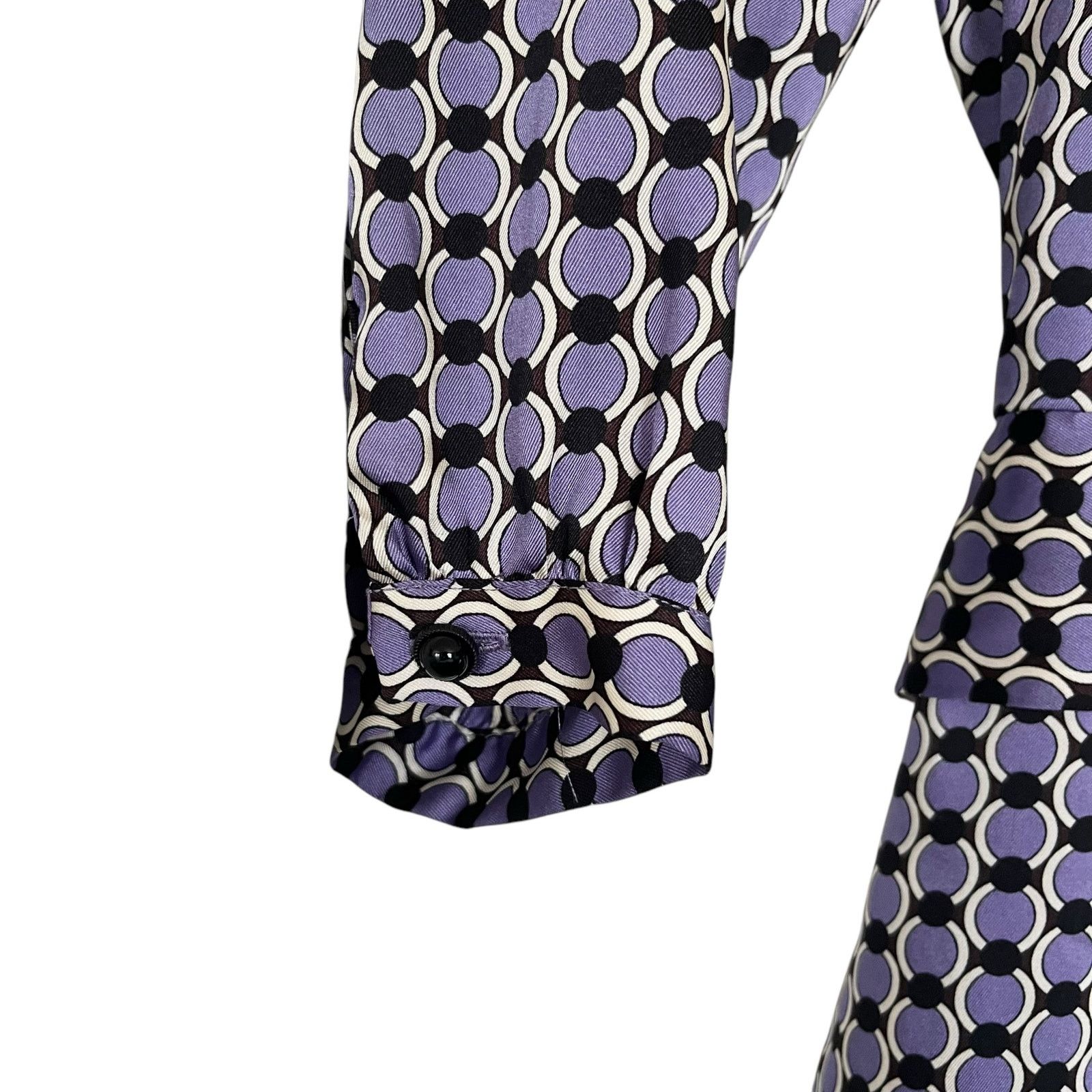 Zara Zara Purple Circle Geometric Print Belted Midi Shirt Dress Size XS / US 0-2 / IT 36-38 - 7 Thumbnail