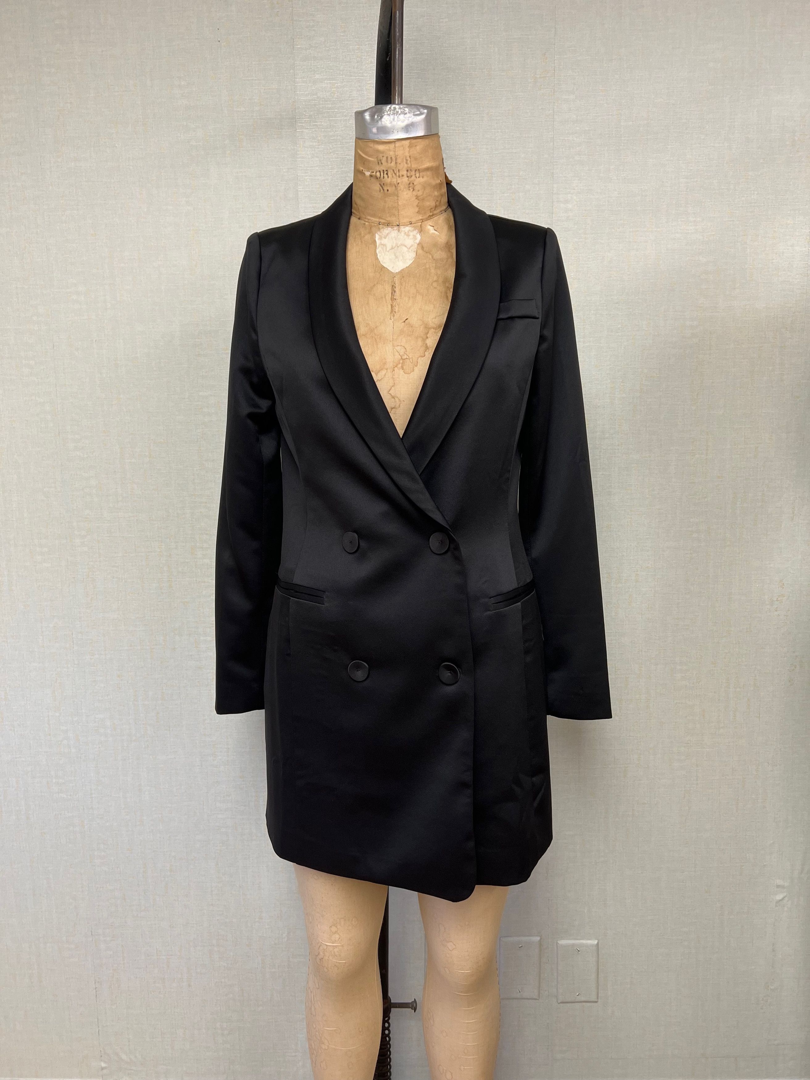 Other NWT Line & Dot Satin Black Dinner Jacket Mini Dress Medium Size M / US 6-8 / IT 42-44 - 1 Thumbnail
