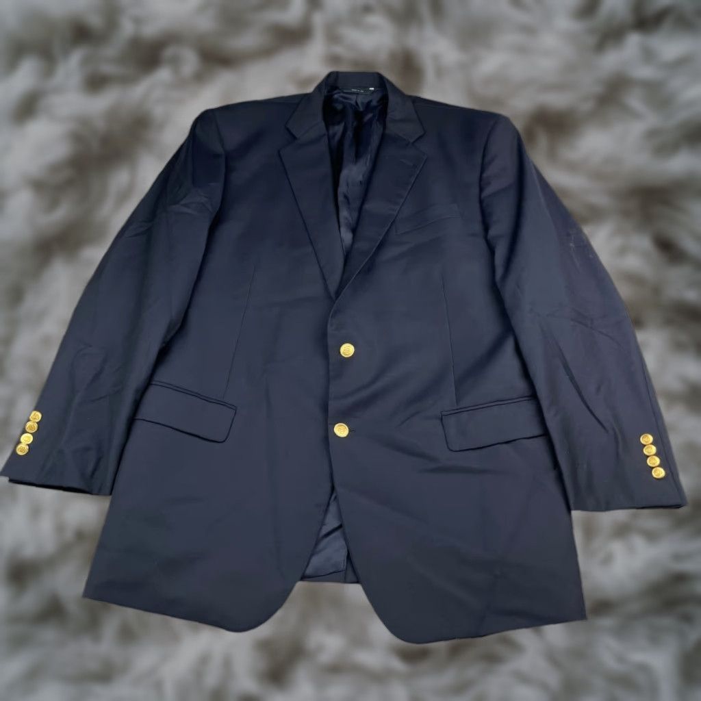 Brooks Brothers Brooks Brothers Country Club Blazer Two Button Navy Wool 100% Medium/42L Mens Madison Gold Button Navy • USA • 48L Size 42R - 1 Thumbnail