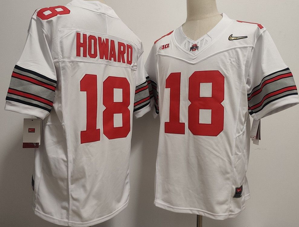 Other NCAA Buckeyes 18 Will Howard White 2025 Gold Size 3XL / US 20-22 - 3 Thumbnail