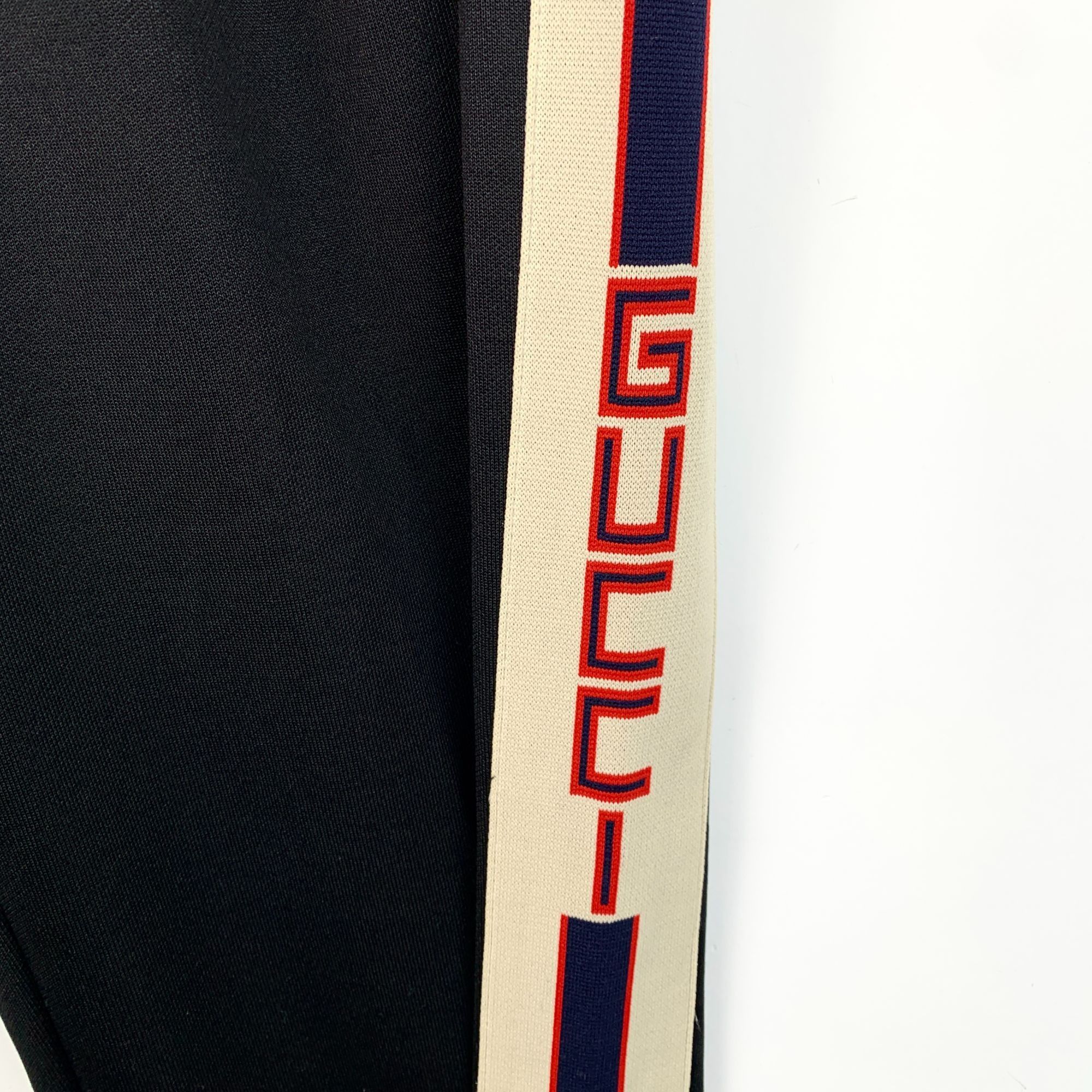 Gucci [Gucci] Black Side Logo Stripe Drawstring Casual Trousers XS Size 35" - 7 Thumbnail