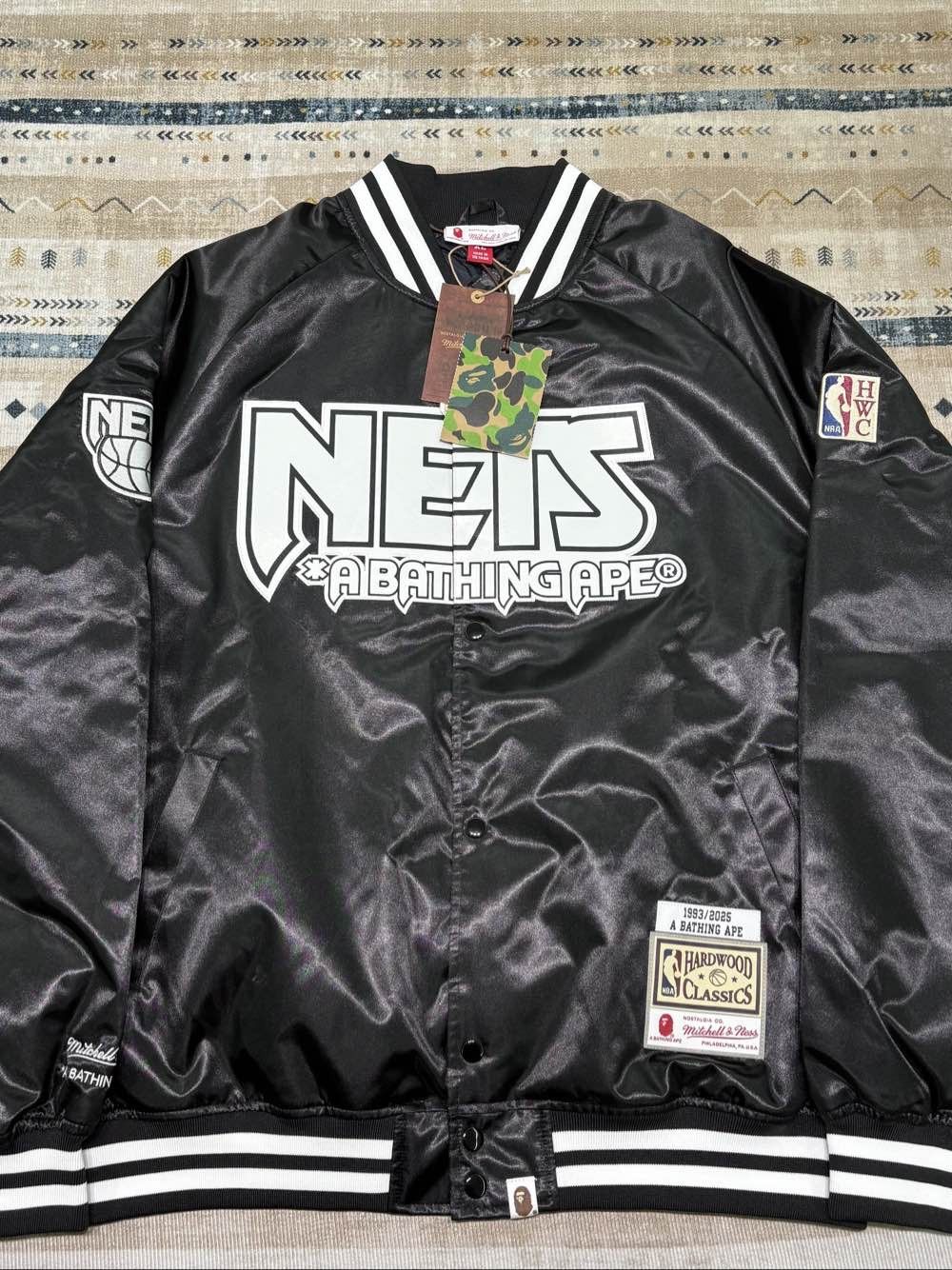 Bape A BATHING APE x Mitchell & Ness Nets Varsity Jacket XL Size US XL / EU 56 / 4 - 1 Thumbnail