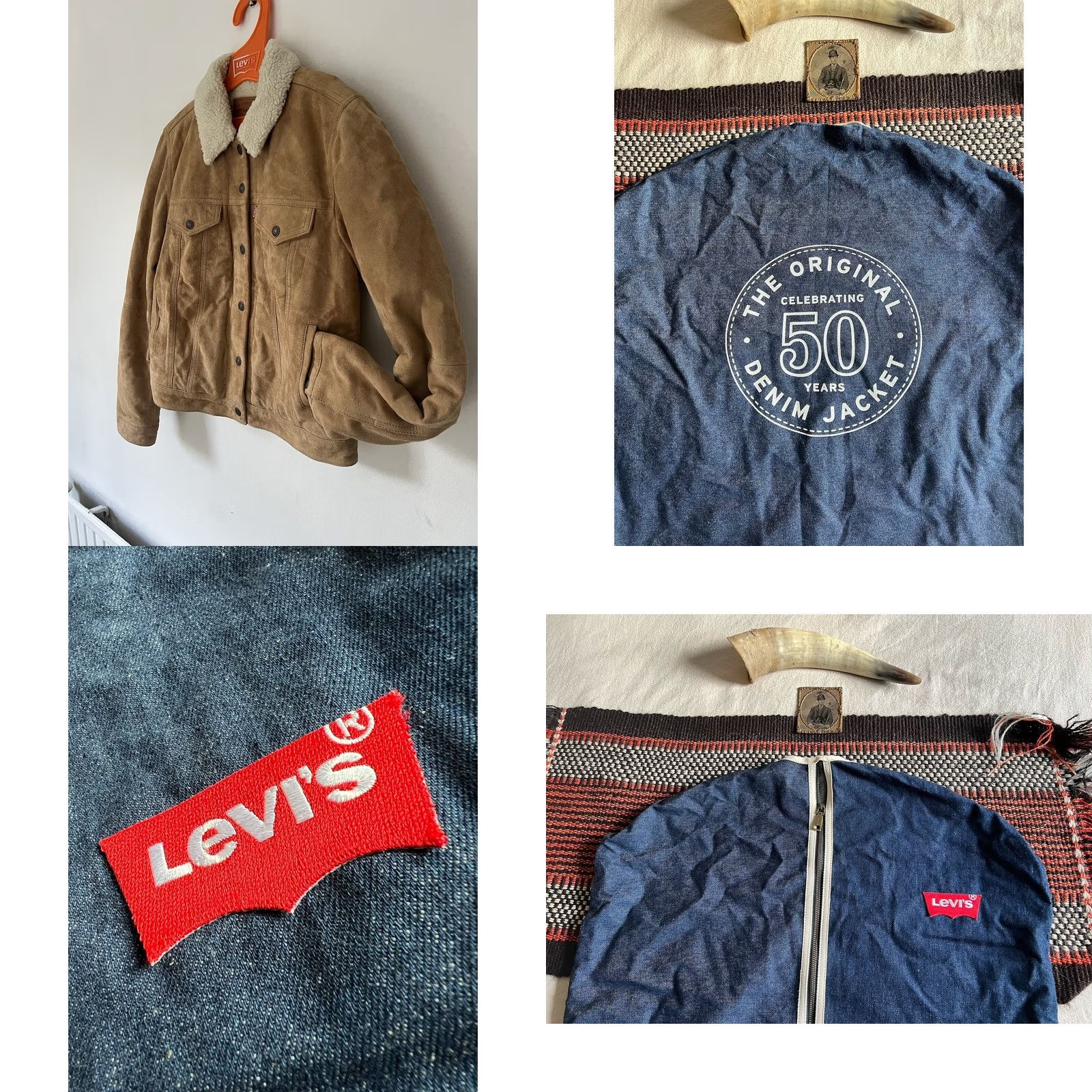 Levi's VINTAGE Levi's Suede Trucker Jacket M Sherpa Fleece Special Ltd Edition Leather LNWOT Beige Women Regular Jacket Mens Womens Size M / US 6-8 / IT 42-44 - 11 Thumbnail