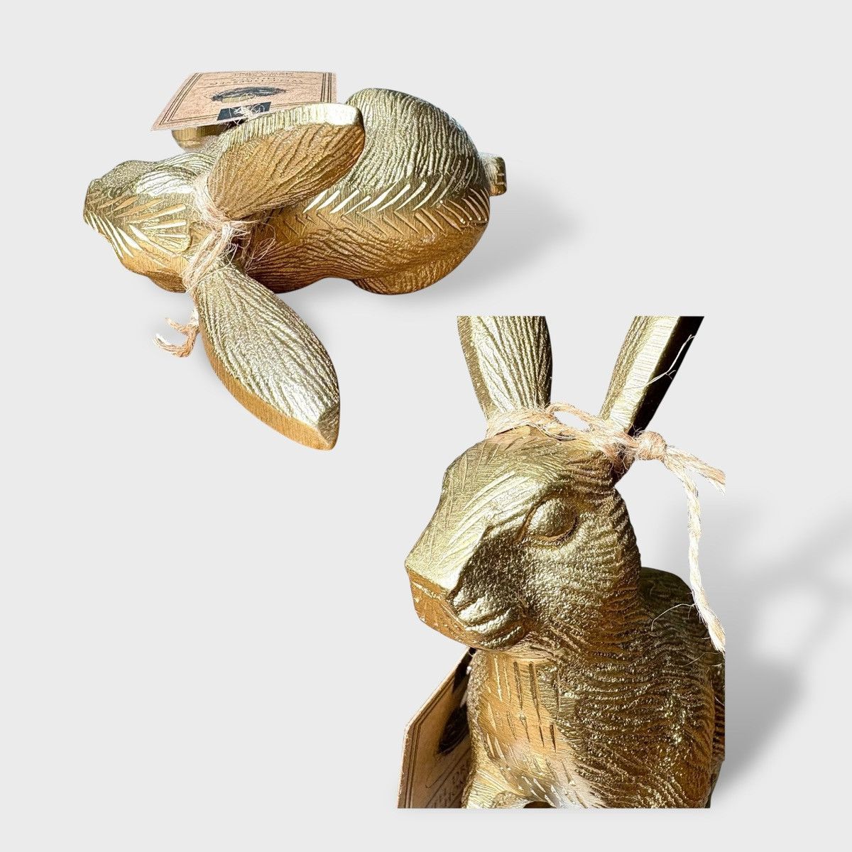 Handmade Well Dressed Home Metal Rabbit Sculpture with Marble Base Size ONE SIZE - 16 Thumbnail