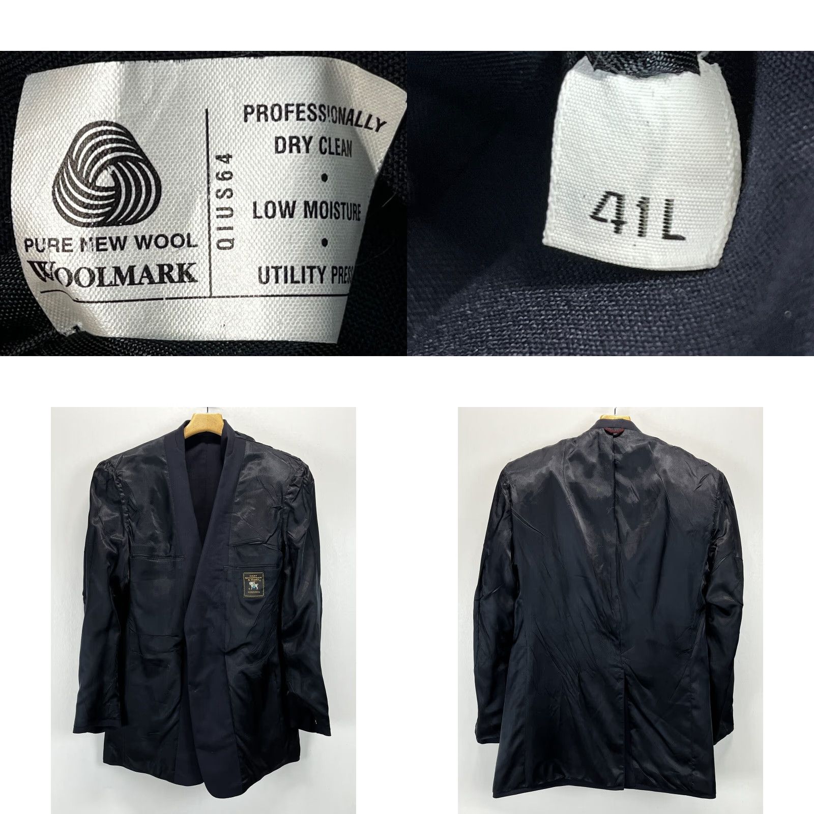 Hart Schaffner Marx VINTAGE Hart Schaffner Marx Blazer Mens 41L Navy Wool USA Gold Button Single-Breasted 2-Button Front Union Middle Size 42R - 8 Thumbnail