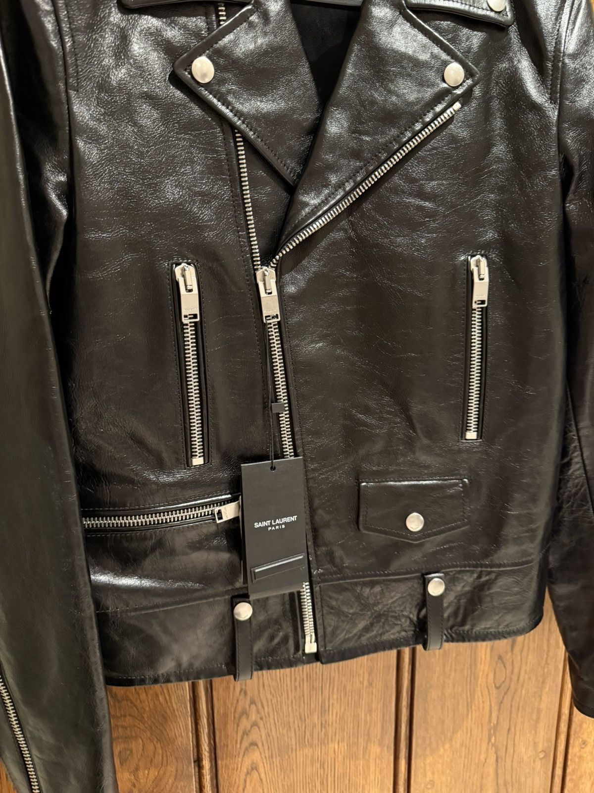 Saint Laurent Paris Saint Laurent oiled calf black leather biker jacket 46 L01 Size US S / EU 44-46 / 1 - 10 Thumbnail