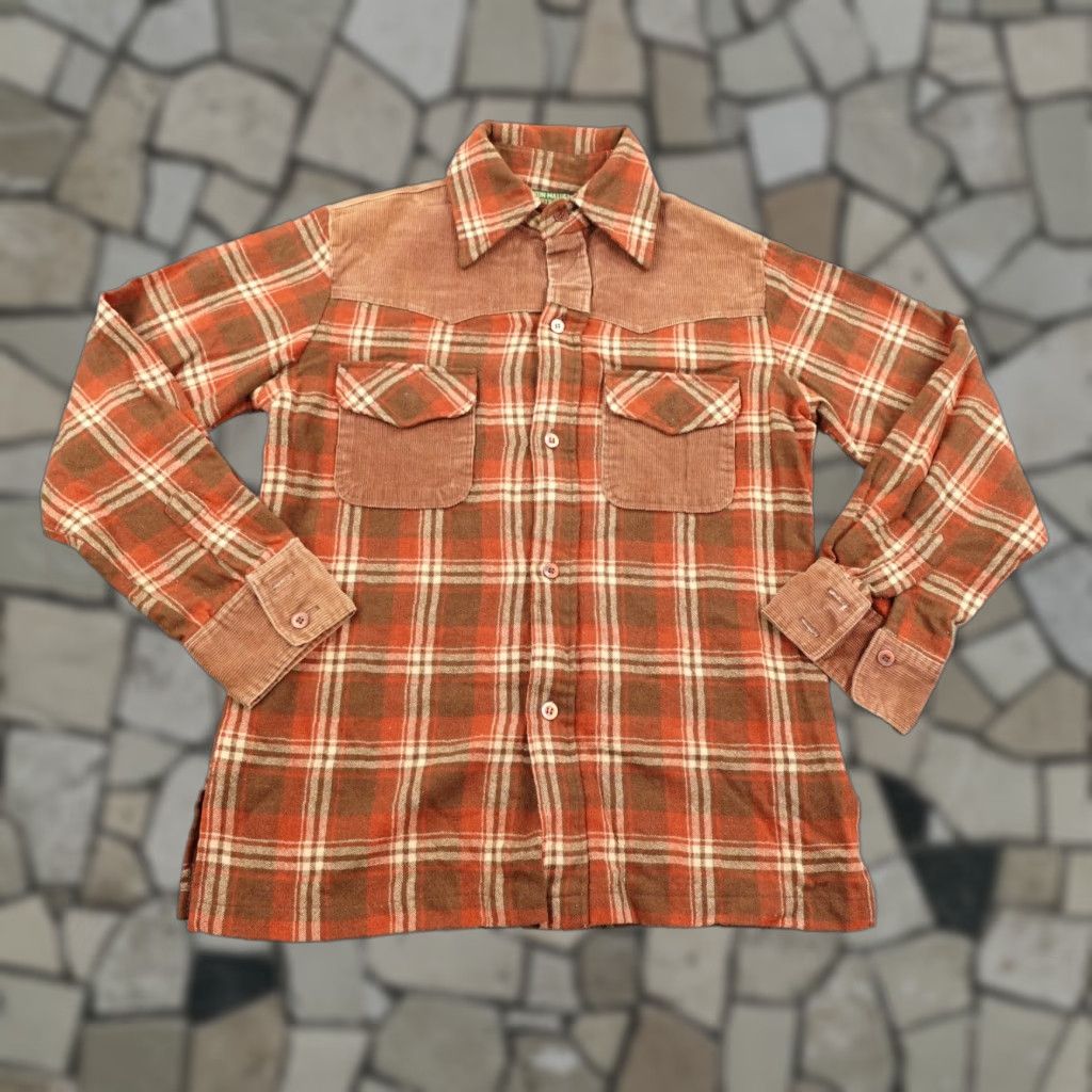 Vintage VINTAGE Aaron Mathew Shirt Mens Medium Brown Wool Blend Corduroy Western 80s Plaid Button-Up Cowboy Mens Size US M / EU 48-50 / 2 - 1 Thumbnail