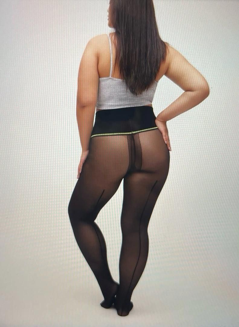 Designer Sheertex Black Sheer Tights with High Waistband SZ XL Size ONE SIZE - 1 Thumbnail
