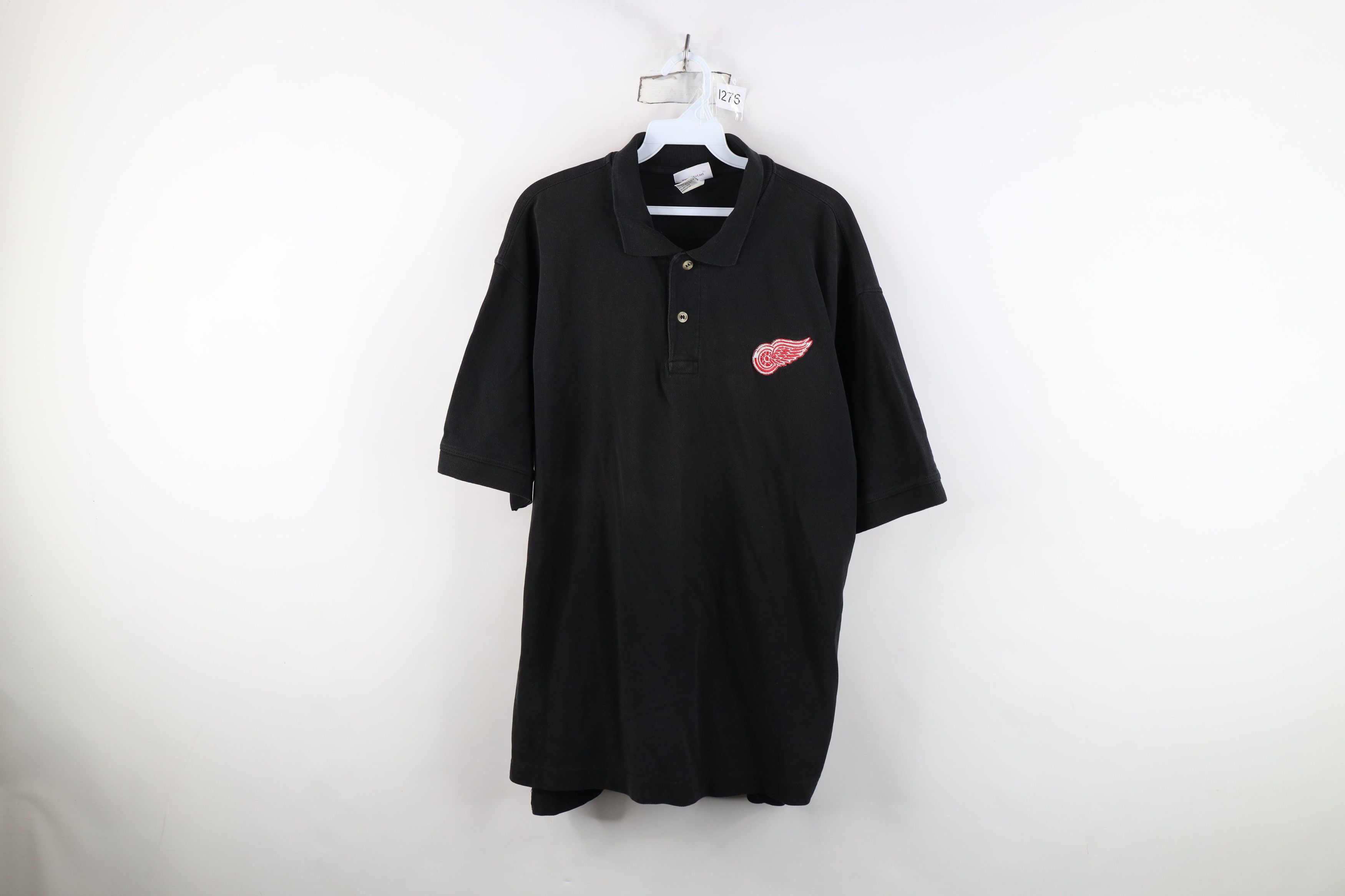 Vintage Vintage 90s Detroit Red Wings Hockey Polo Shirt Black Size US L / EU 52-54 / 3 - 1 Thumbnail