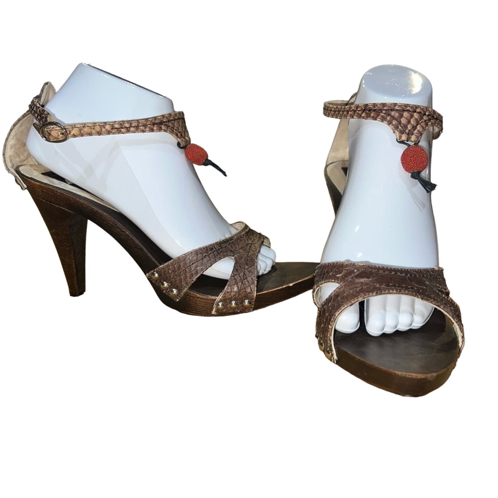 Kenzo Kenzo wood heel ankle strap heels size 40 EU 8 US drop ball Size US 8 / IT 38 - 1 Thumbnail