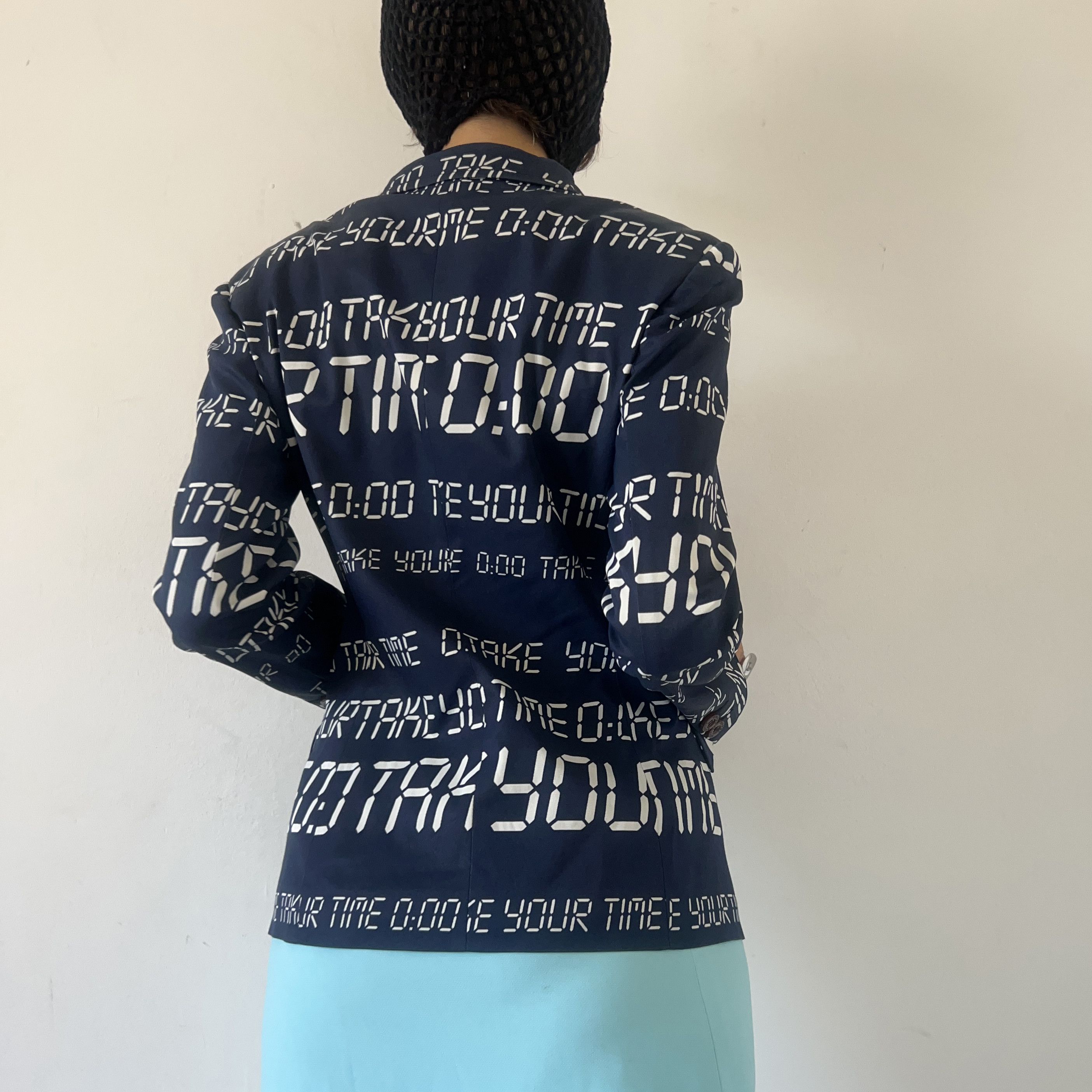 Moschino Vintage 90s Moschino alarm clock print blazer Size M / US 6-8 / IT 42-44 - 2 Thumbnail