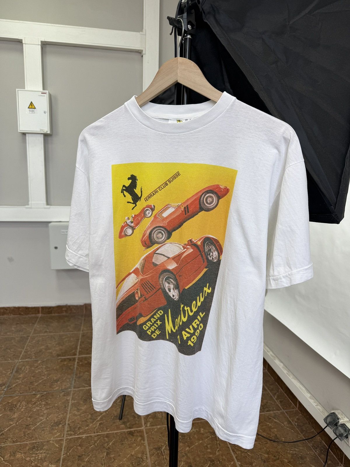 Ferrari × Vintage 🇨🇭Vintage 1990 Ferrari Club Suisse Grand Prix De Montreux tee Size US L / EU 52-54 / 3 - 1 Thumbnail
