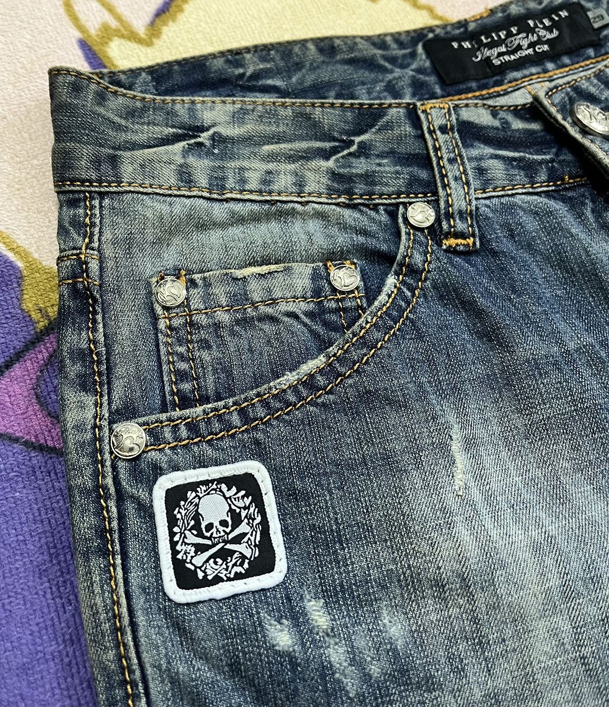 Philipp Plein ROEN x PHILIPP PLEIN Distressed Denim x Skulls Size US 30 / EU 46 - 8 Thumbnail