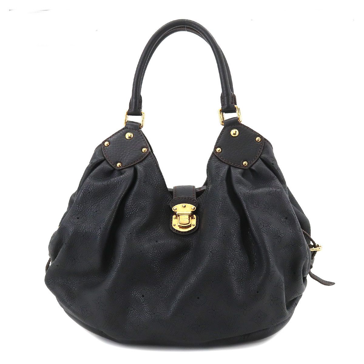 Louis Vuitton Mahina L Shoulder Bag Leather Noir Gold Metal Fittings