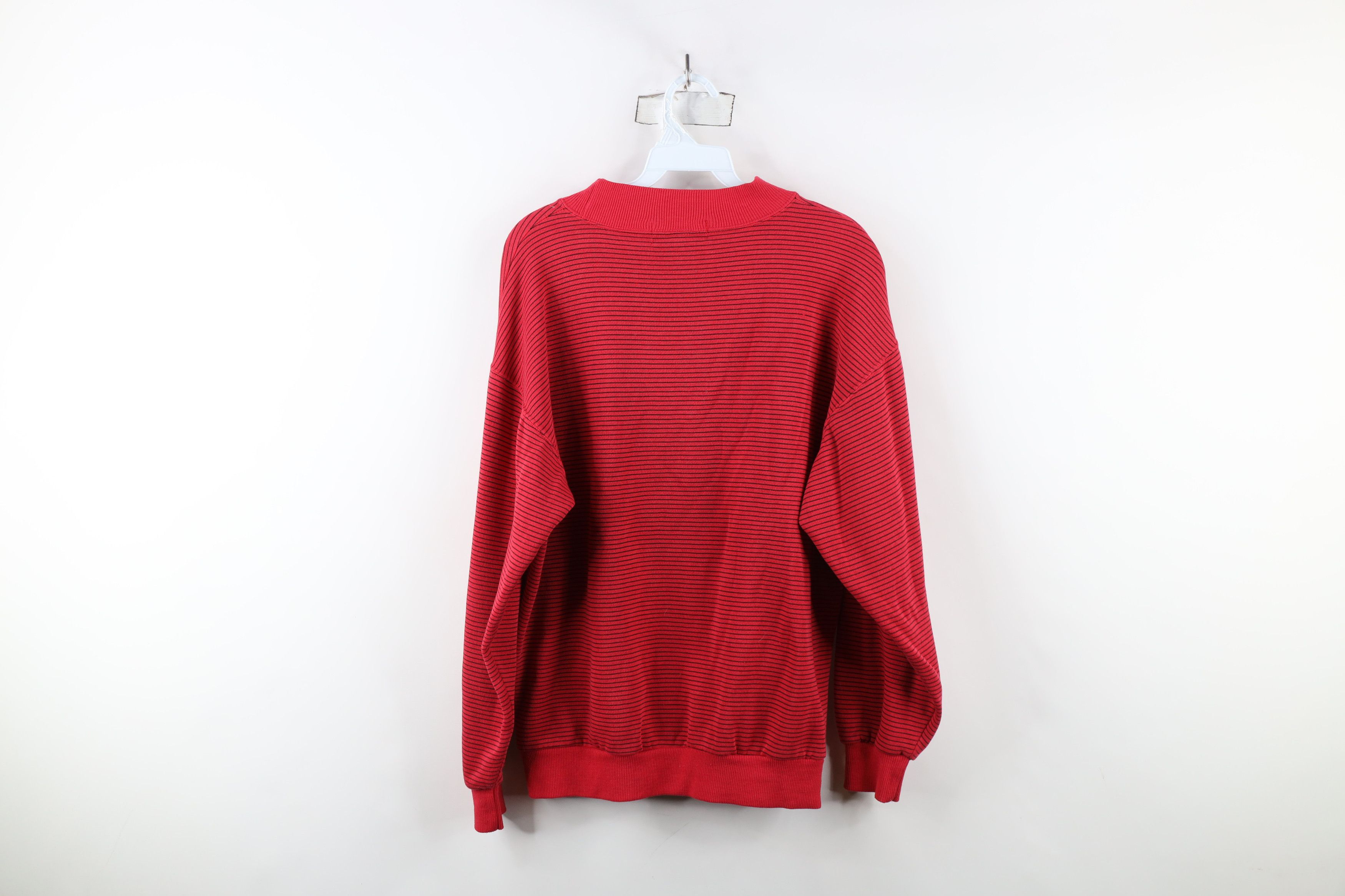 Vintage Vintage 90s IOU Striped Spell Out Mock Neck Sweatshirt Red Size US S / EU 44-46 / 1 - 11 Thumbnail