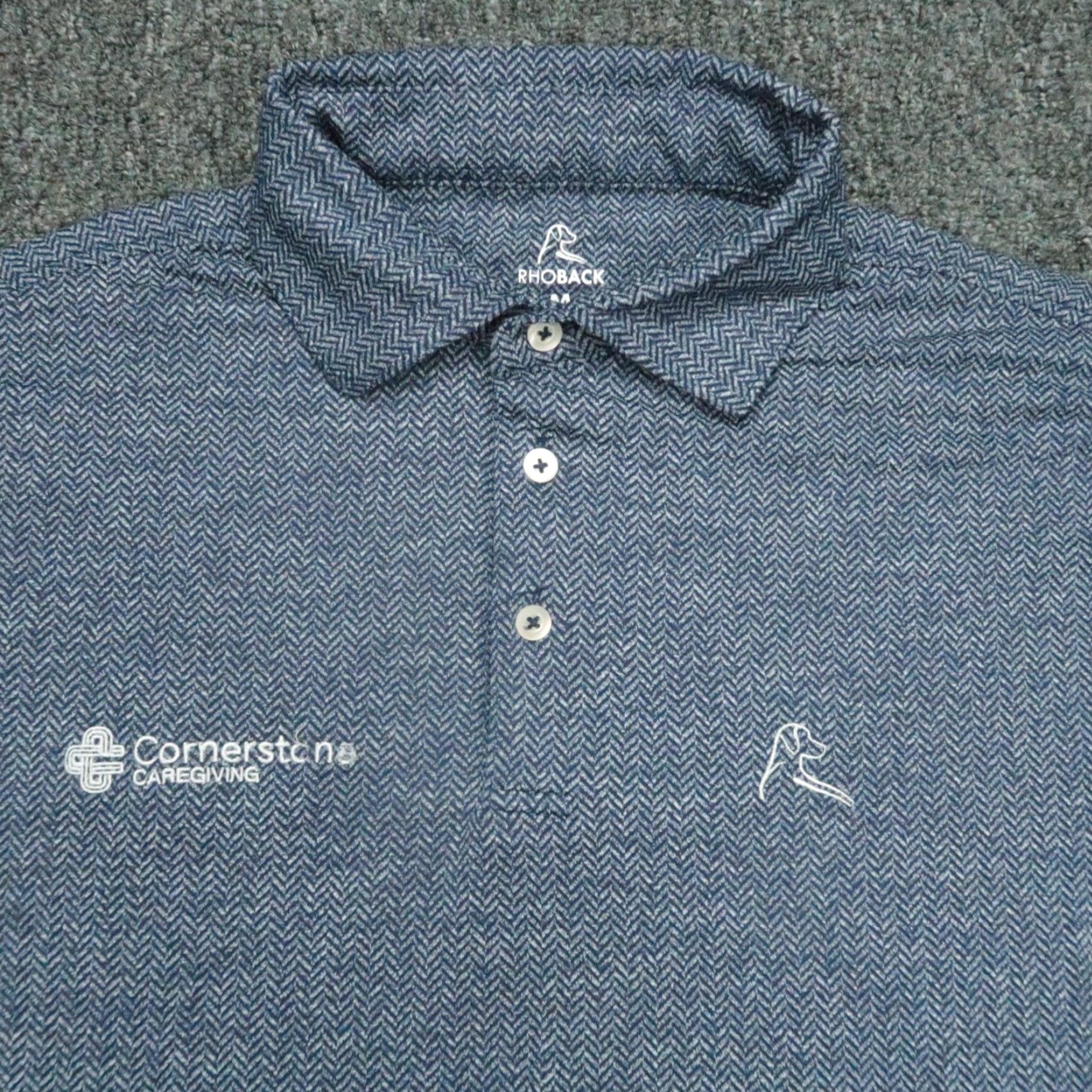 Vintage Rhoback Shirt Men Medium Blue Herringbone Performance Golf Polo Short Sleeve Size US M / EU 48-50 / 2 - 2 Thumbnail