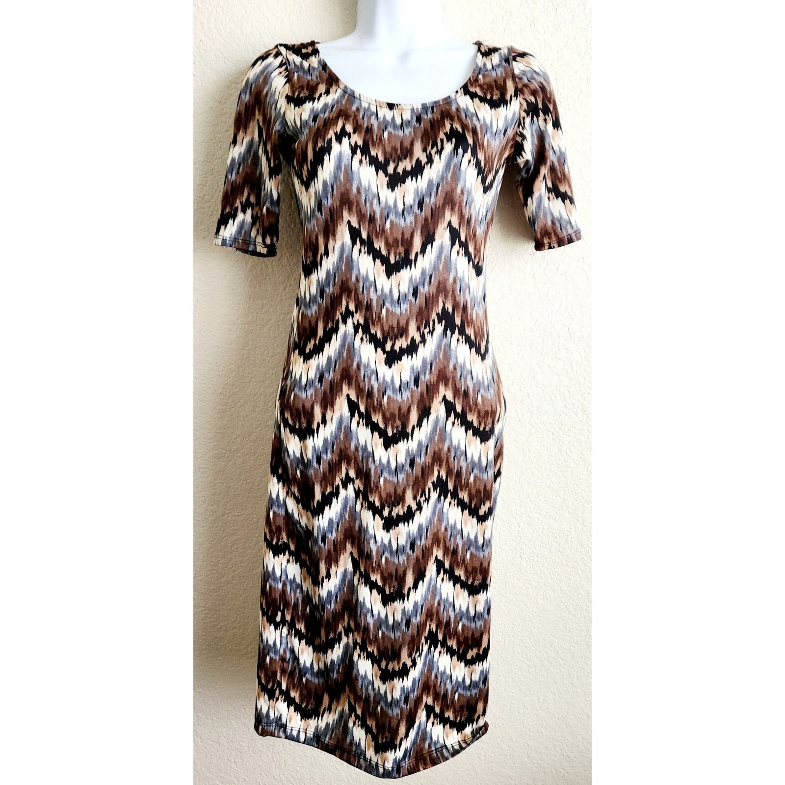 Other Fashion Dazzle Brown Black Gray Chevron Striped Dress XS Size XS / US 0-2 / IT 36-38 - 1 Thumbnail