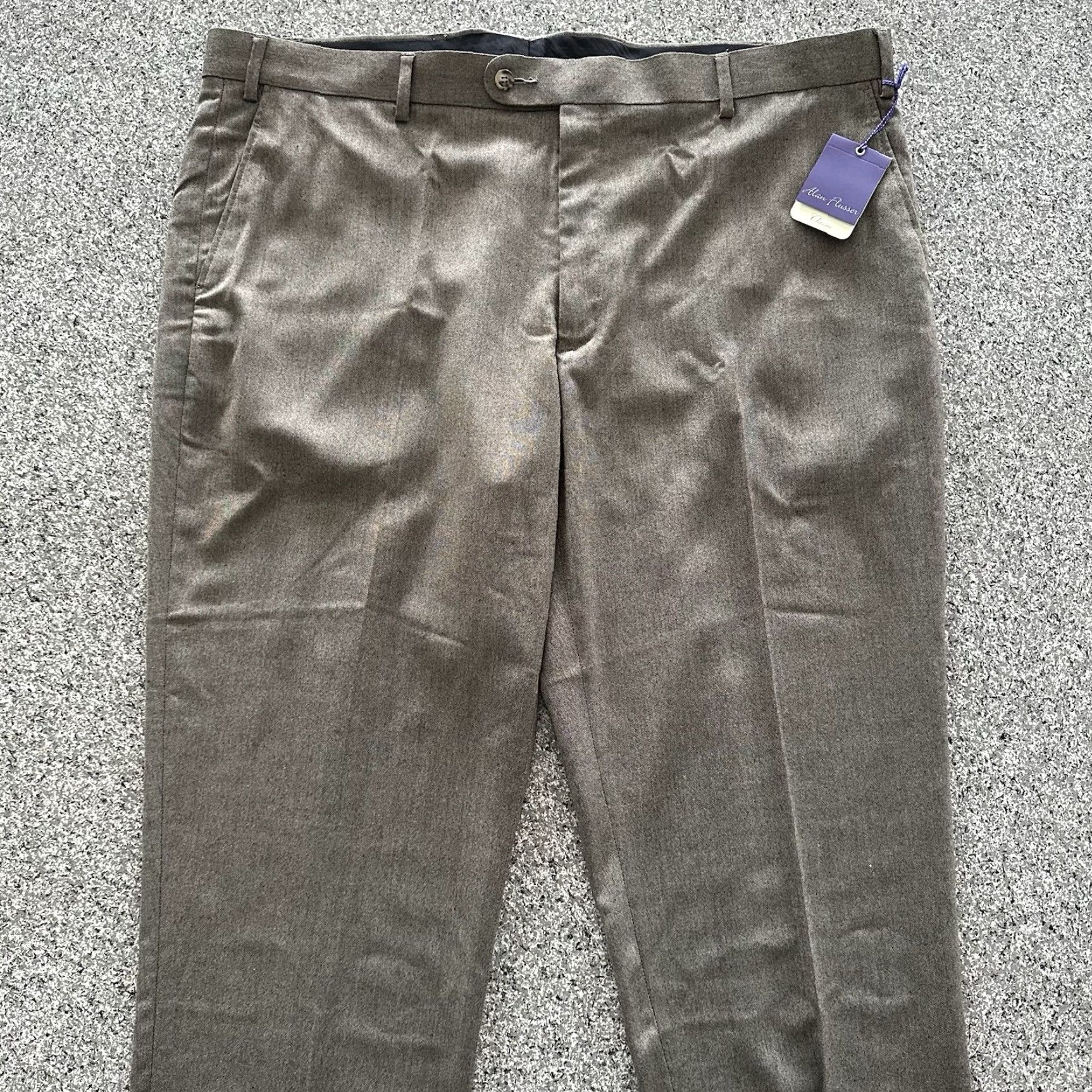 Vintage Alan Flusser Dress Pants Mens 42 x 30 Brown Stretch Classic Fit Flat Front Pants Mens 42 Brown Stretch Classic Flat Front Size US 42 / EU 58 - 3 Thumbnail