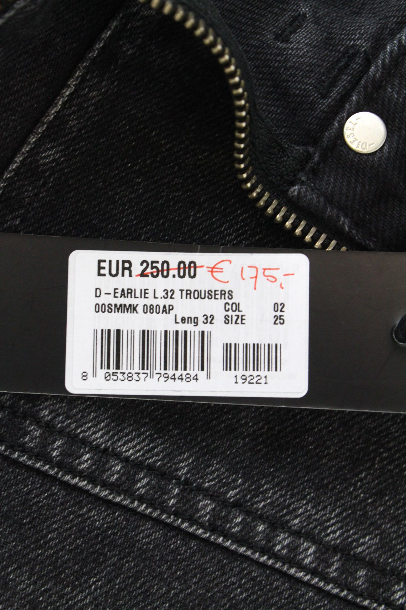 Diesel D-EARLIE 080AP W25/L32 Grey Zip-Fly Jeans 70473 Size 25" / US 0 / IT 36 - 5 Thumbnail