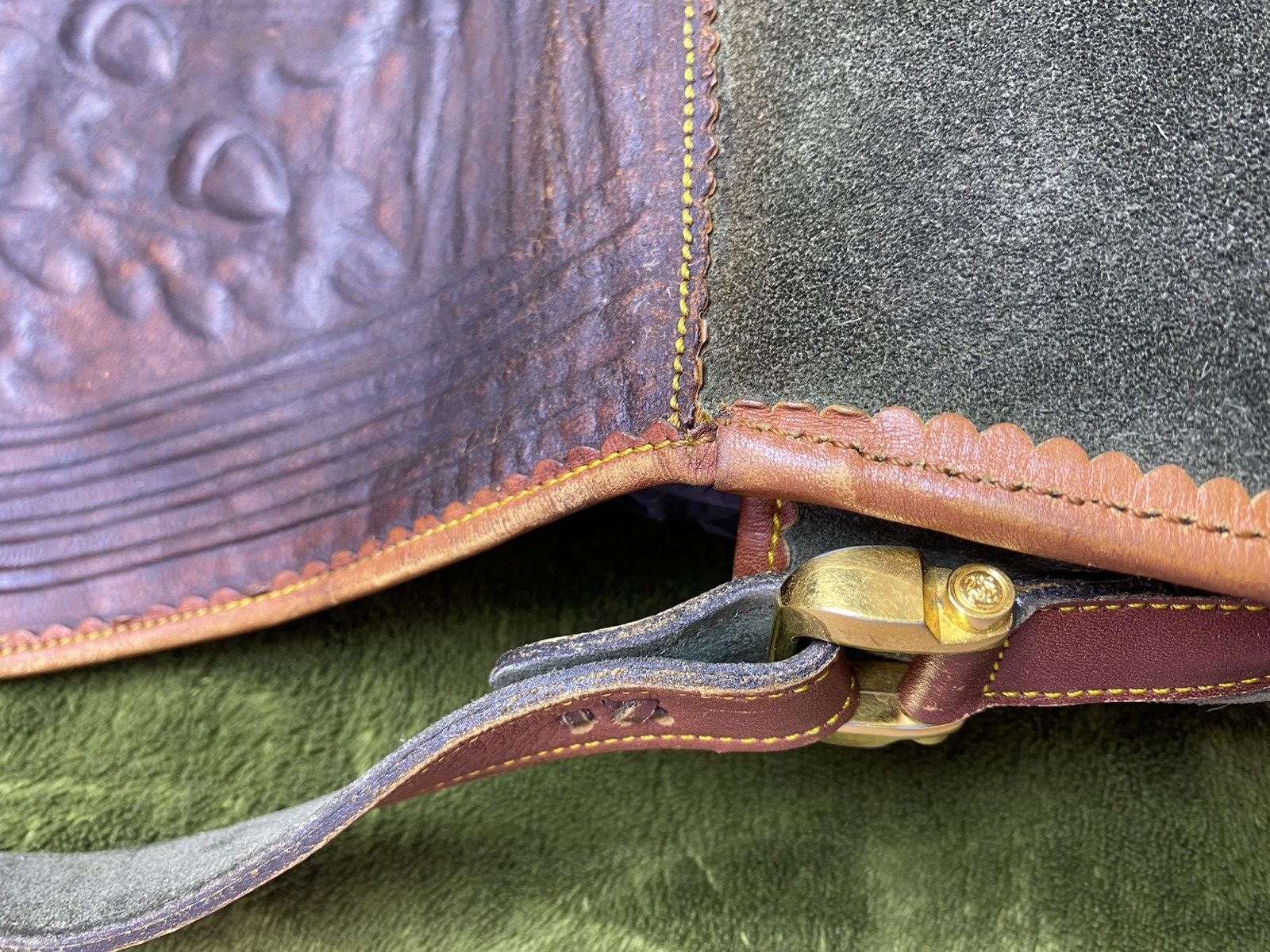 Loewe LOEWE Caza cordoban green suede and brown leather Size ONE SIZE - 6 Thumbnail