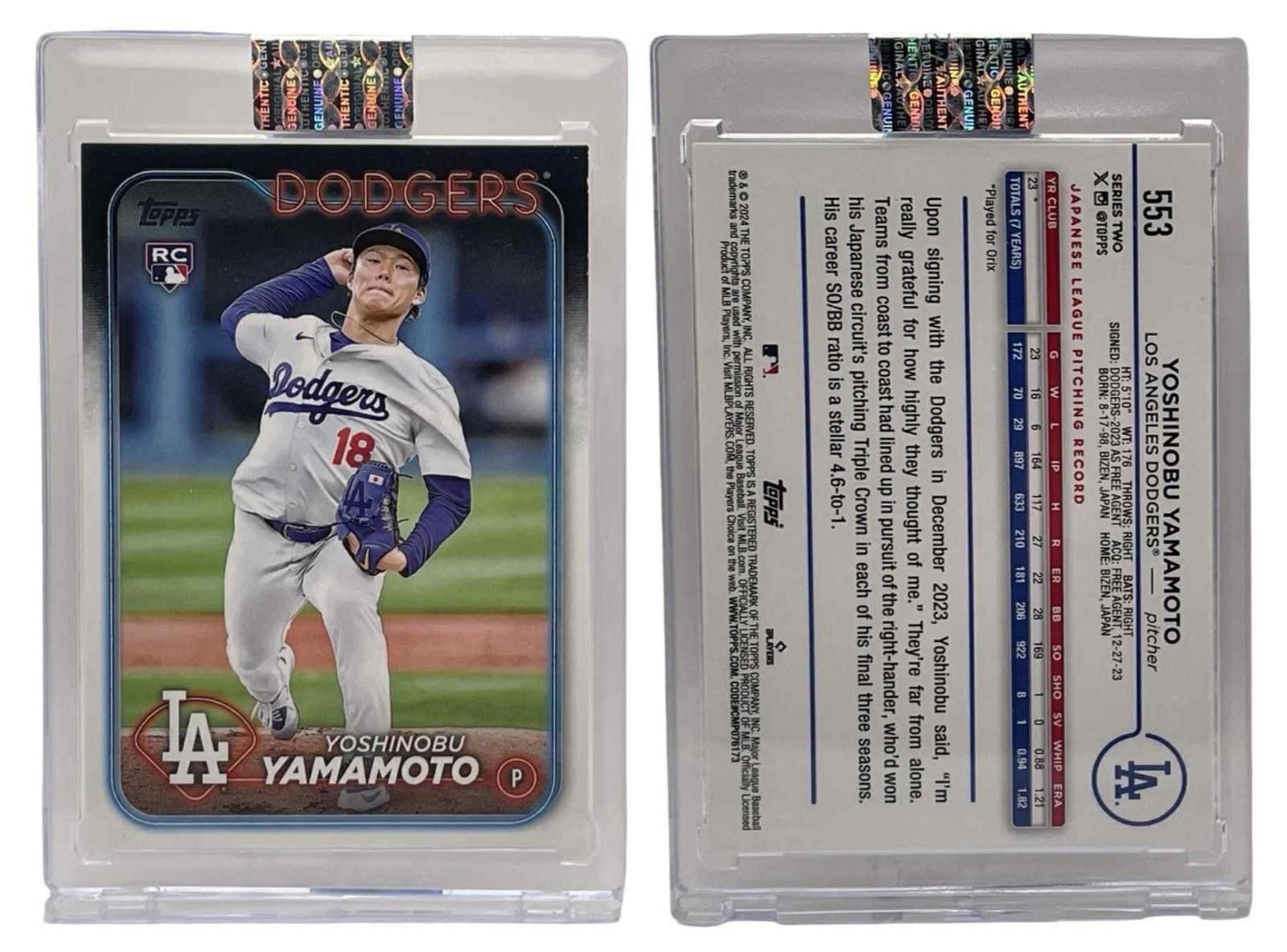 Other 2024 Topps #553 Series 2 Yoshinobu Yamamoto Rookie (RC) Size ONE SIZE - 1 Thumbnail