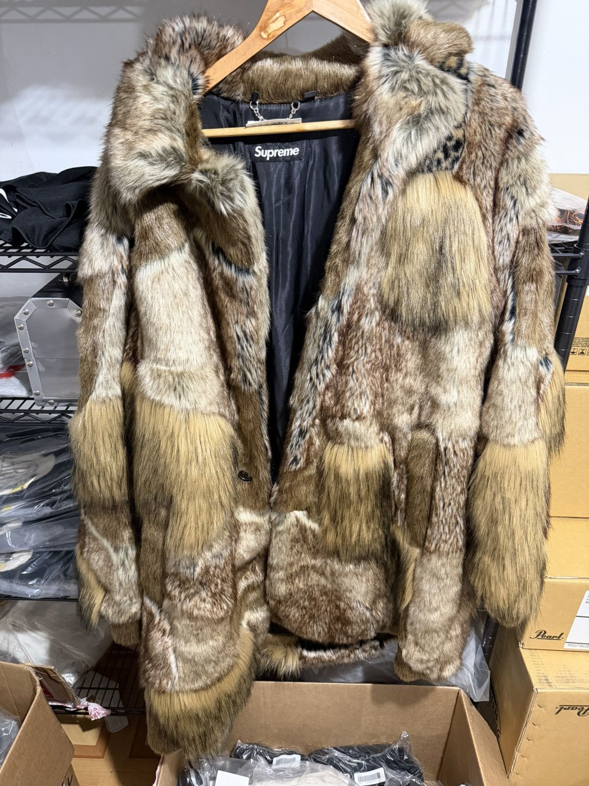 Maison Margiela × Supreme MM6 Patchwork Faux Fur Coat | Grailed