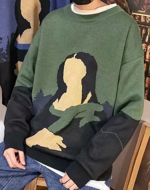 Japanese Brand × Vintage Hype Mona Lisa Knitwear Jumper Sweatshirt Full Print Size US L / EU 52-54 / 3 - 1 Thumbnail