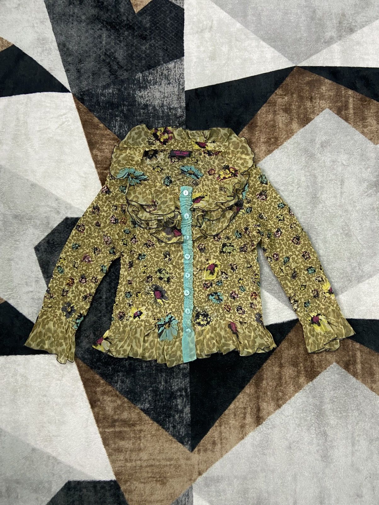 Pleats Please Issey Miyake Yuki Torii International Crinkle Floral Sheer Blouse Size M / US 6-8 / IT 42-44 - 1 Thumbnail