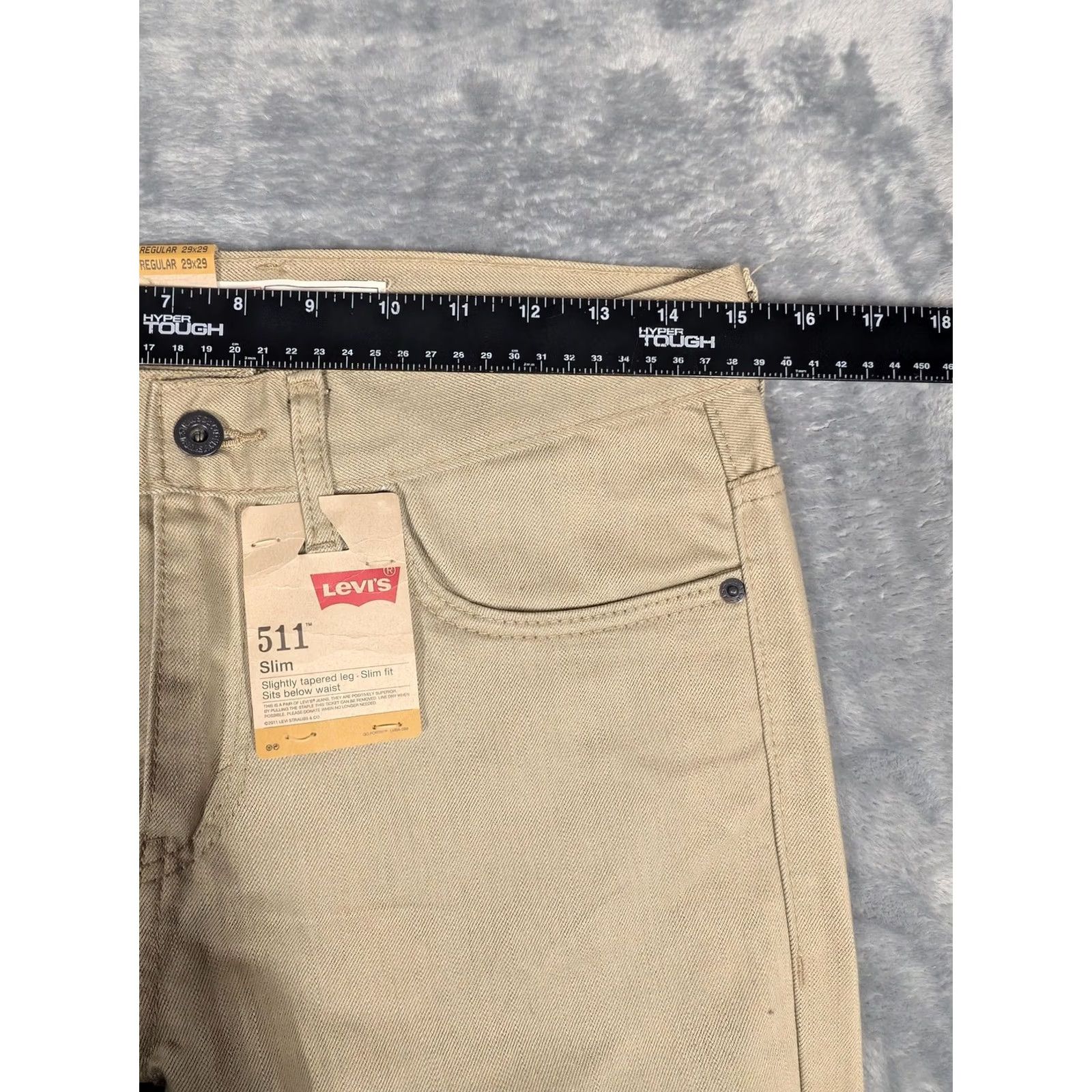 Levi's Levis 511 Jeans Mens 29x29 Beige Slim Straight Tapered Denim Pants Size US 29 - 2 Thumbnail