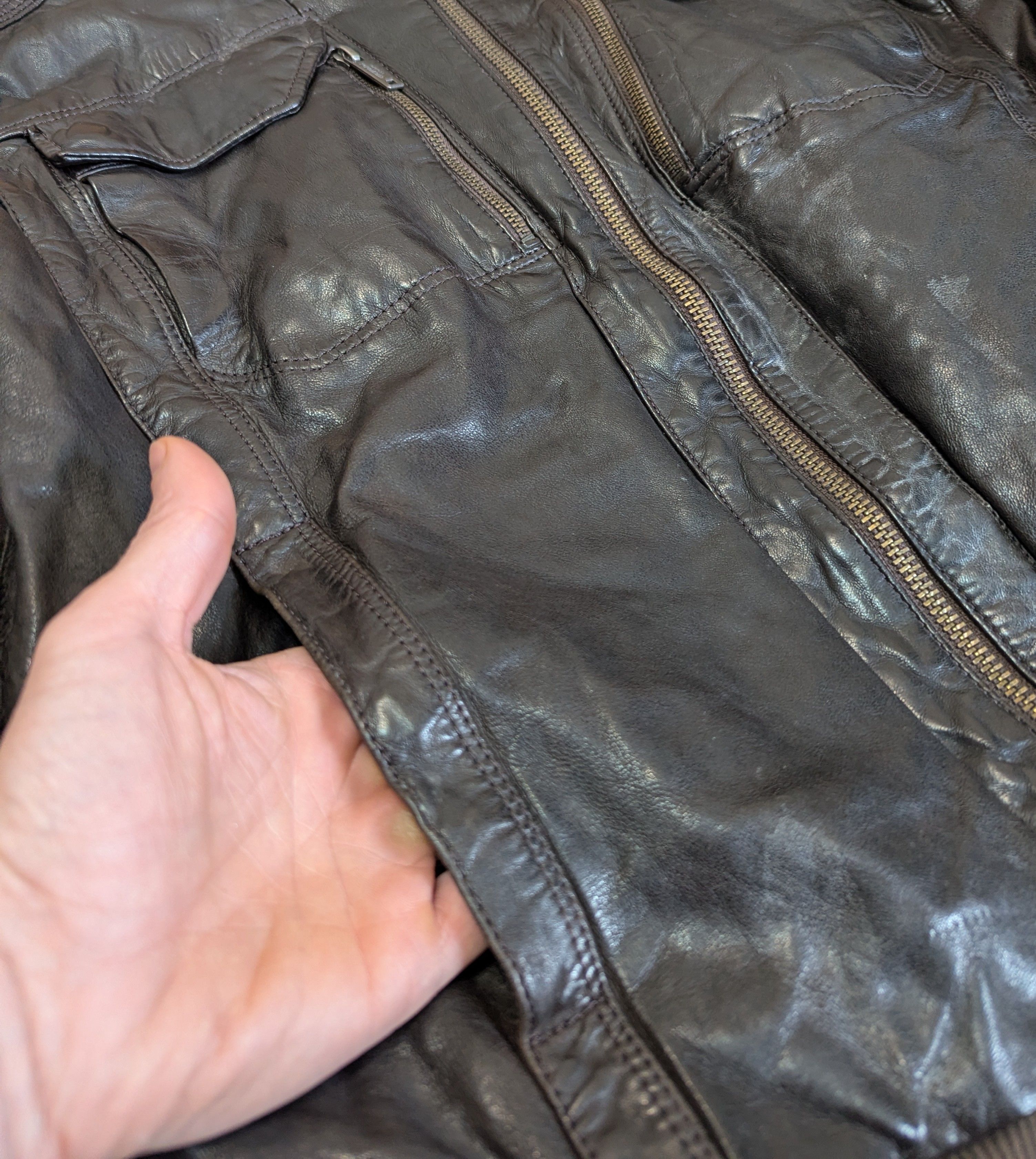 Chevignon CHEVIGNON Sheepskin Leather Flight Bomber Jacket B-CRAWL Size US L / EU 52-54 / 3 - 13 Thumbnail