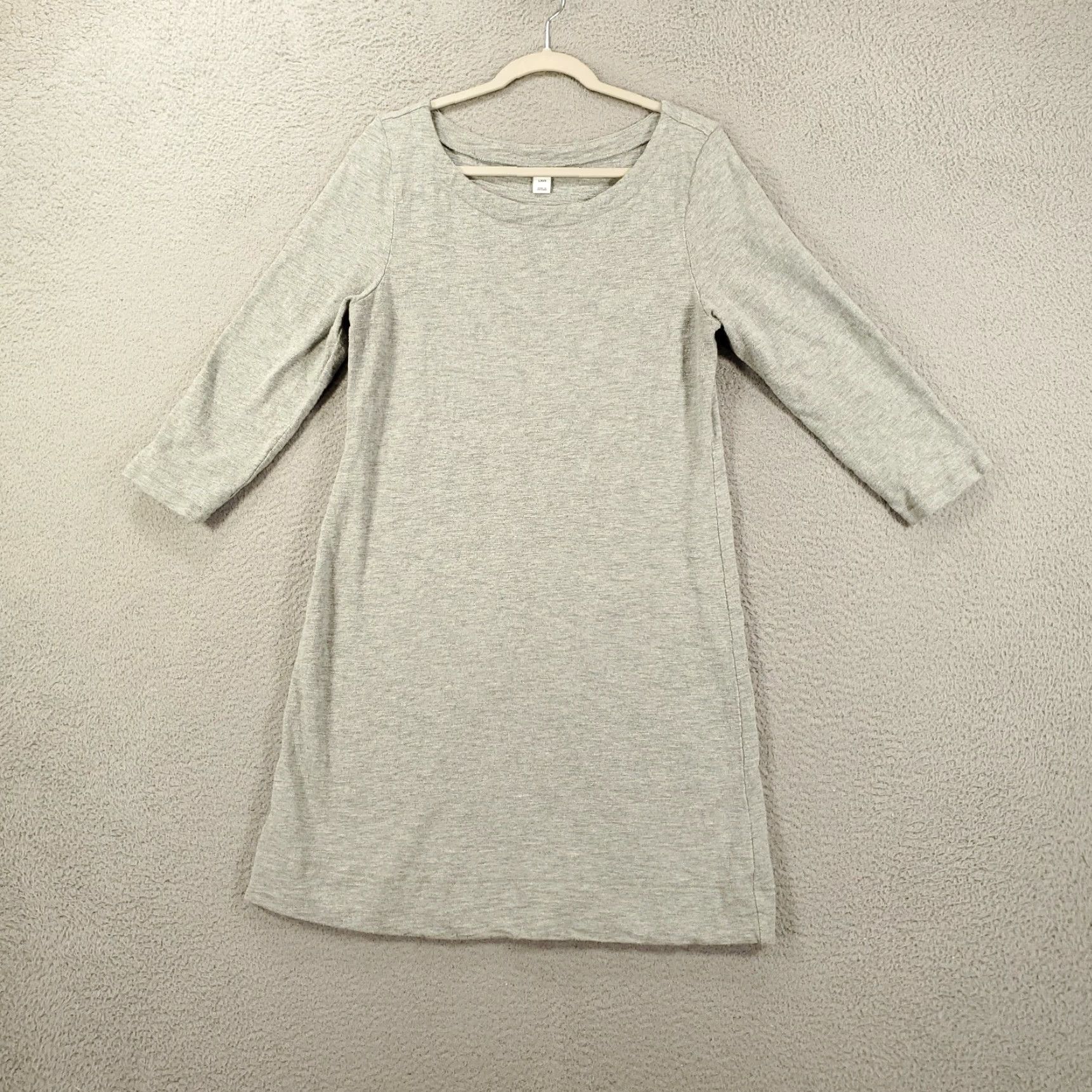Old Navy Old Navy Dress Women's L Gray Long Sleeve Boat Neck Knit A-Line Shift Above Knee 100% Cotton Classic Everyday Size L / US 10 / IT 46 - 4 Thumbnail