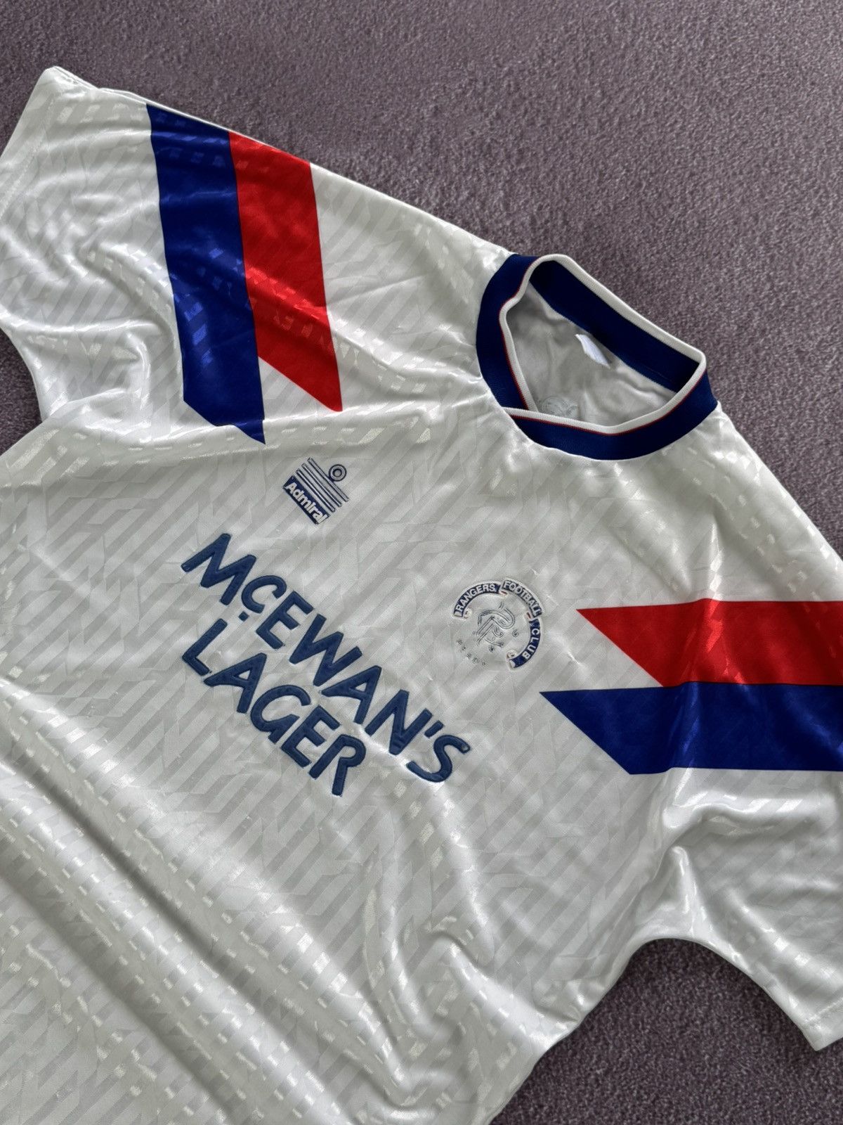 Vintage Admiral Rangers 1990 1991 1992 Away Football Soccer Jersey Size US L / EU 52-54 / 3 - 6 Thumbnail