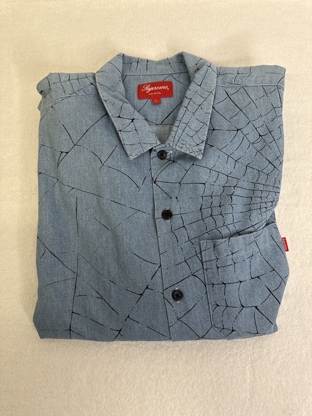 Supreme Demin Supreme Cobweb Button Up Size US L / EU 52-54 / 3 - 2 Thumbnail