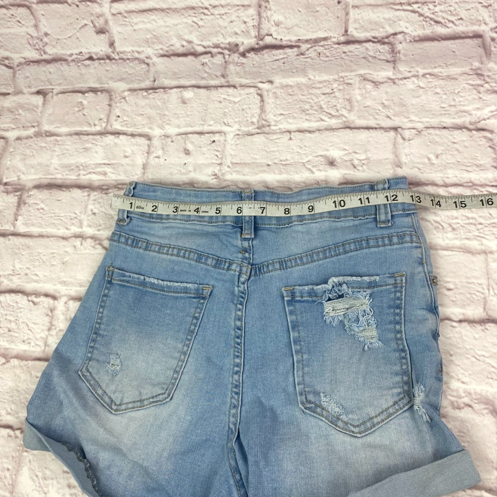 Denime WAX Jean Shorts Denim Teens Size M Mid Rise Distressed Light Wash Blue Size 32" / US 10 / IT 46 - 5 Thumbnail