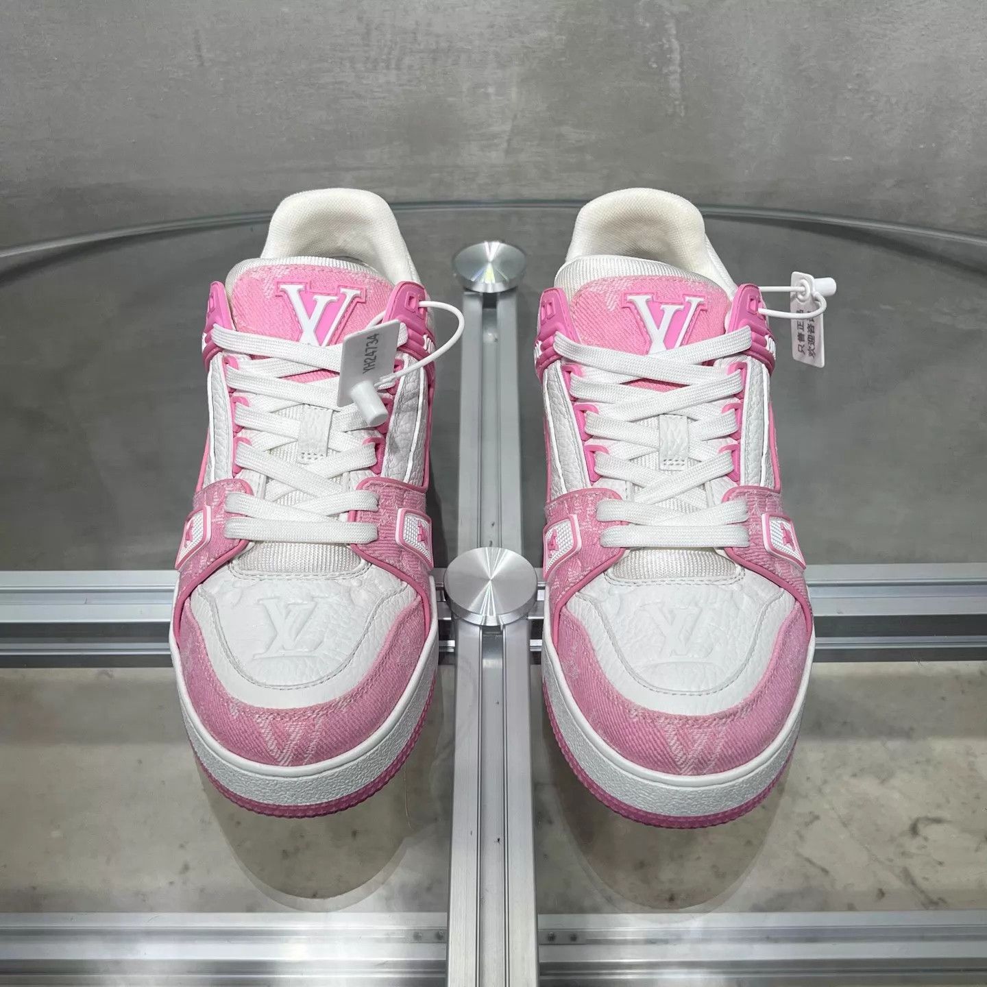 Louis Vuitton LV Trainer white pink denim BNIB, tried UK3.5/37.5 Size US 7 / IT 37 - 1 Thumbnail