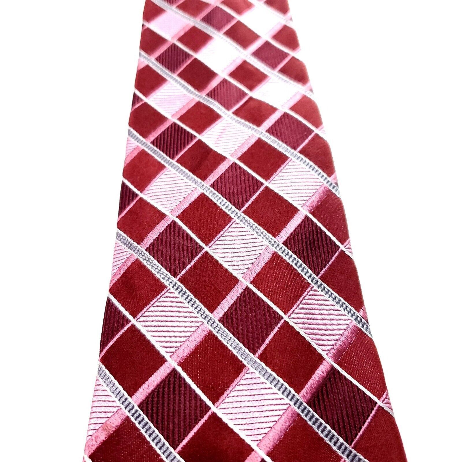 Michael Kors Michael Kors Red Silk Tie Woven Check Size ONE SIZE - 2 Thumbnail