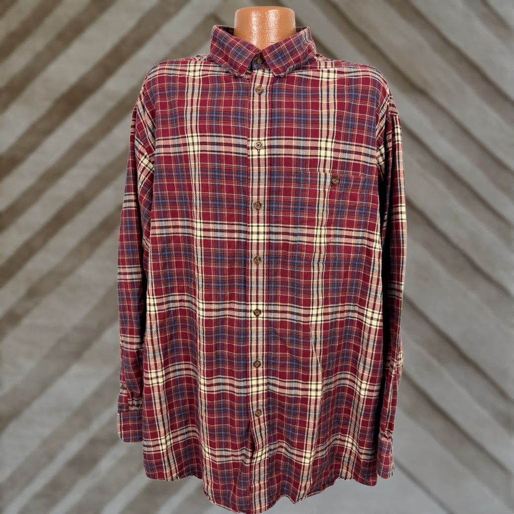 Roundtree & Yorke VINTAGE Roundtree & Yorke Portuguese Flannel Shirt Men 3XL TALL Red Plaid Button-Up Size US XXL / EU 58 / 5 - 1 Thumbnail