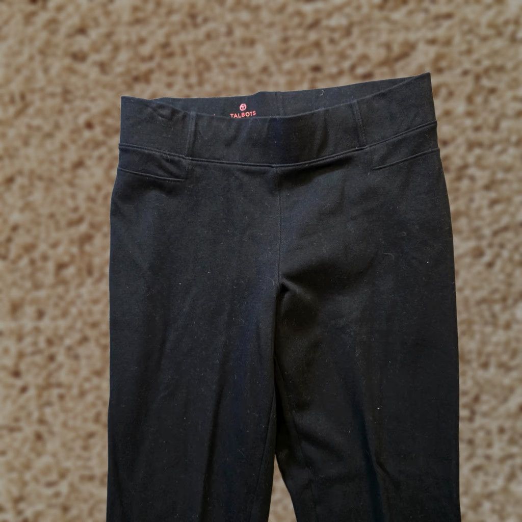 Talbots Talbots Pants Women Petite Small Black Relaxed Pull On Sweatpants Casual Straight Leg Flat Front Size 28" / US 6 / IT 42 - 1 Thumbnail