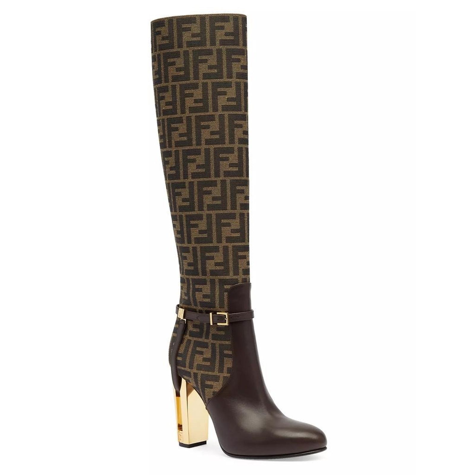 Fendi Fendi 105mm Traced Brown Leather Monogram FF Logo Size US 7 / IT 37 - 3 Thumbnail